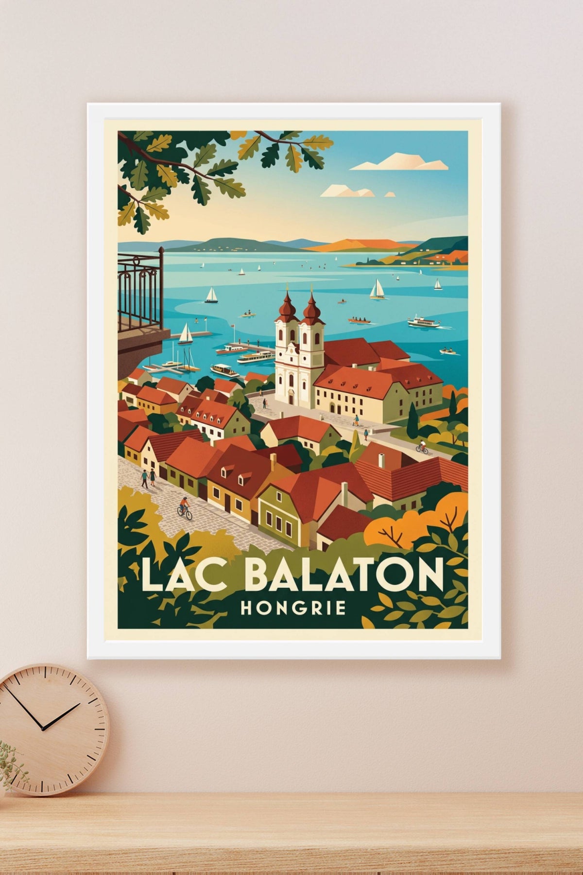 Affiche du Lac Balaton, village de Tihany