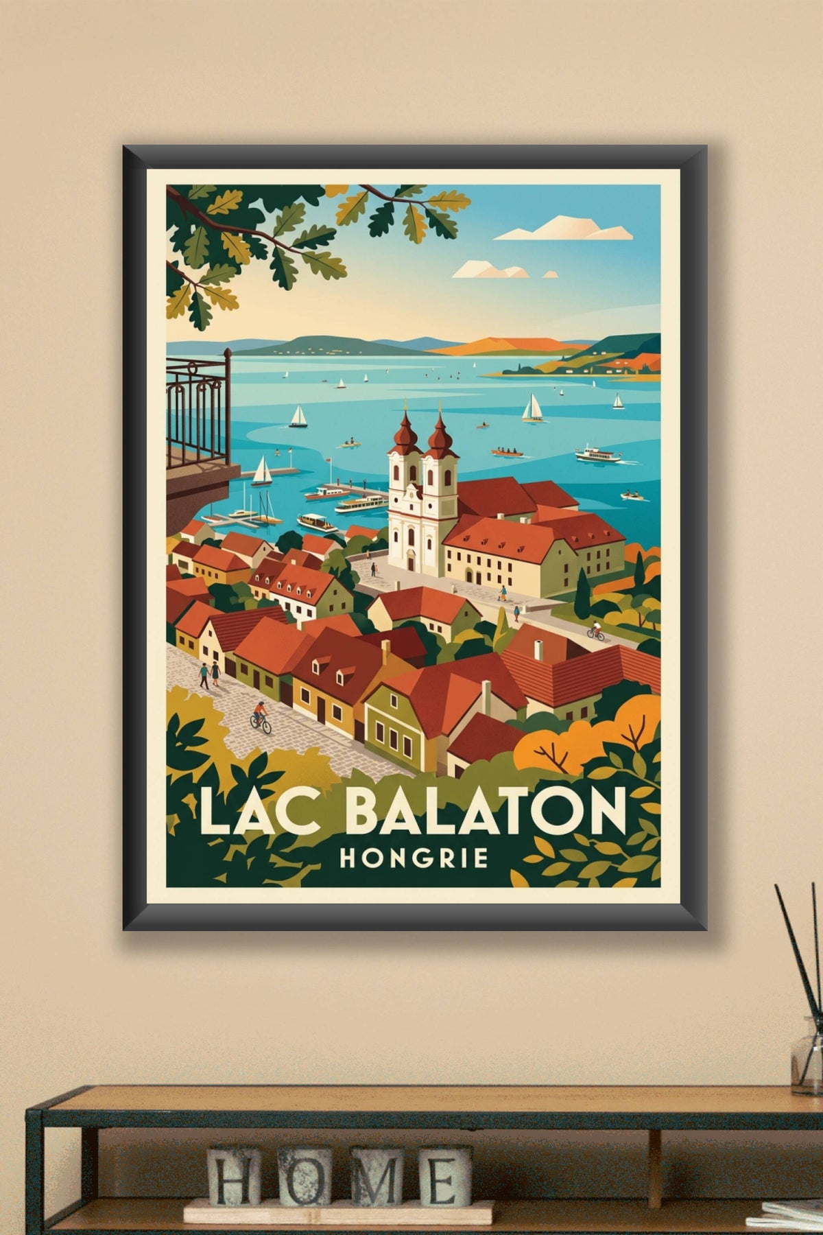 Affiche du Lac Balaton, village de Tihany