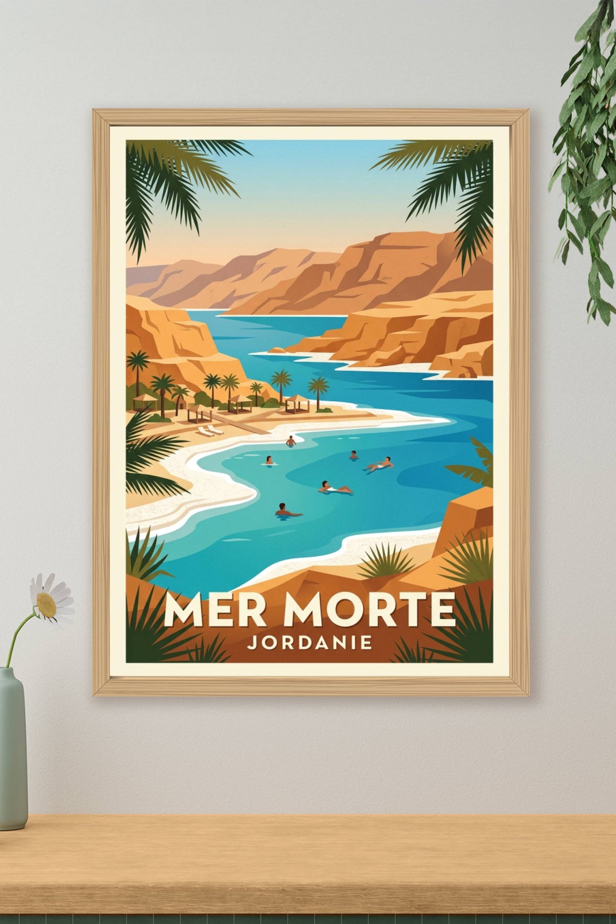 Affiche de la Mer Morte, poster Jordanie vintage