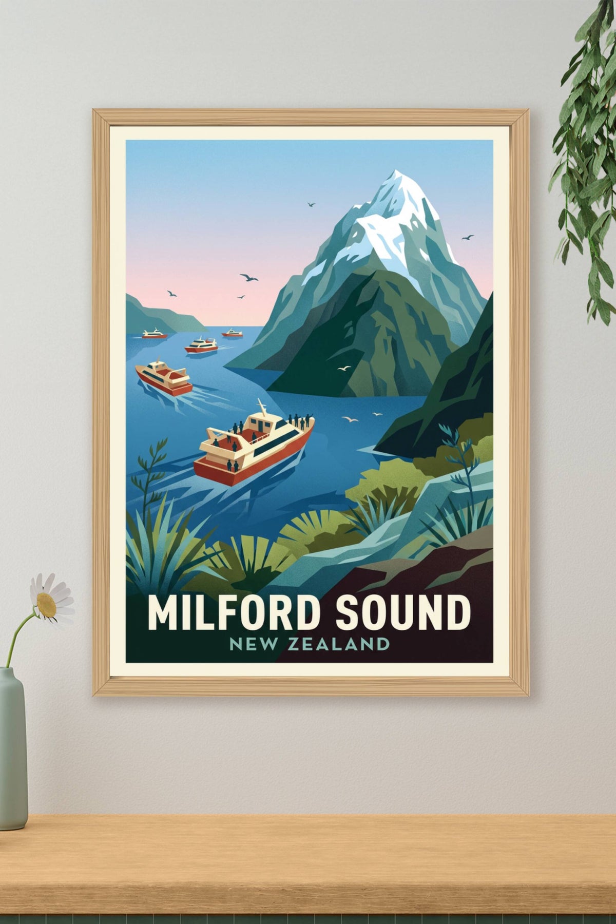 Poster Milford Sound, affiche Nouvelle-Zélande