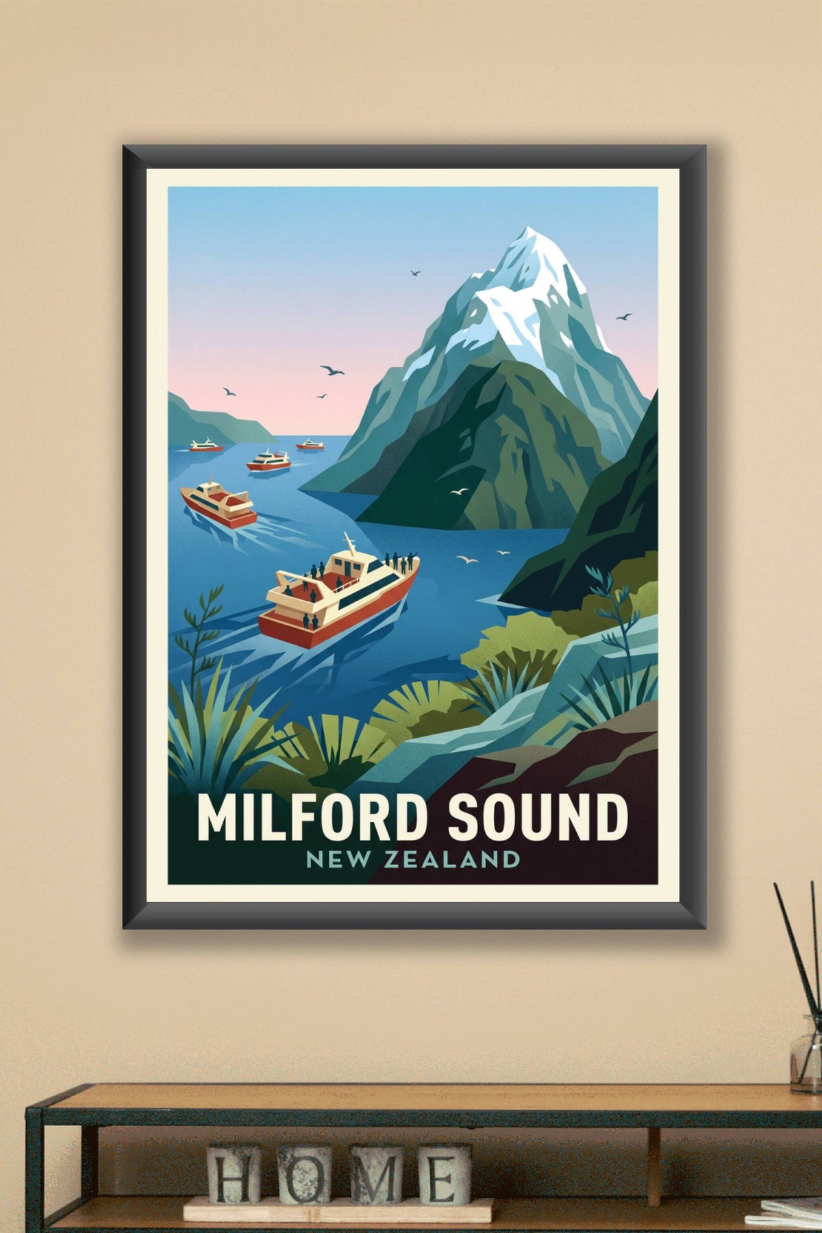 Poster Milford Sound, affiche Nouvelle-Zélande