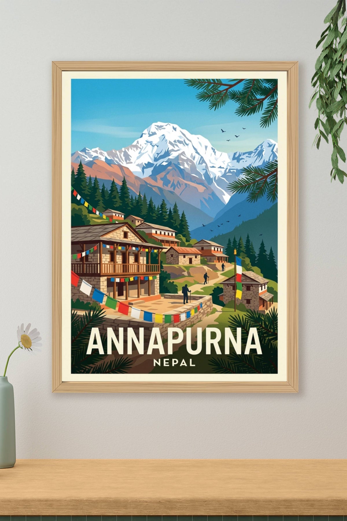 Affiche de l'Annapurna, poster village népalais