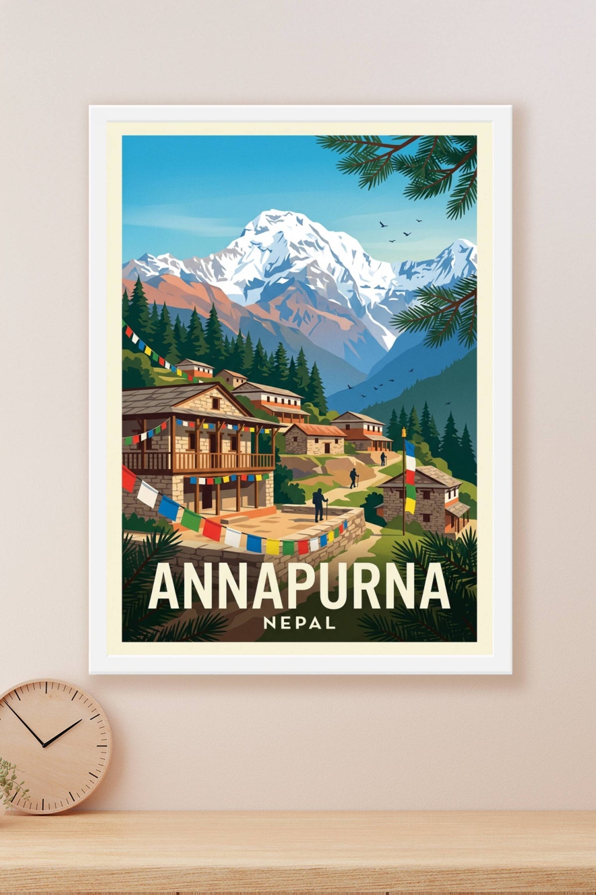 Affiche de l'Annapurna, poster village népalais