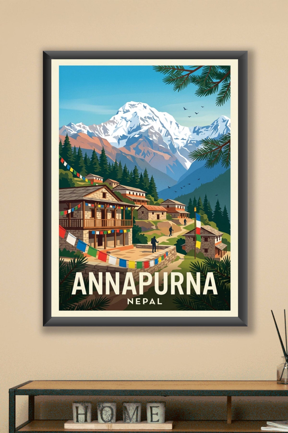 Affiche de l'Annapurna, poster village népalais