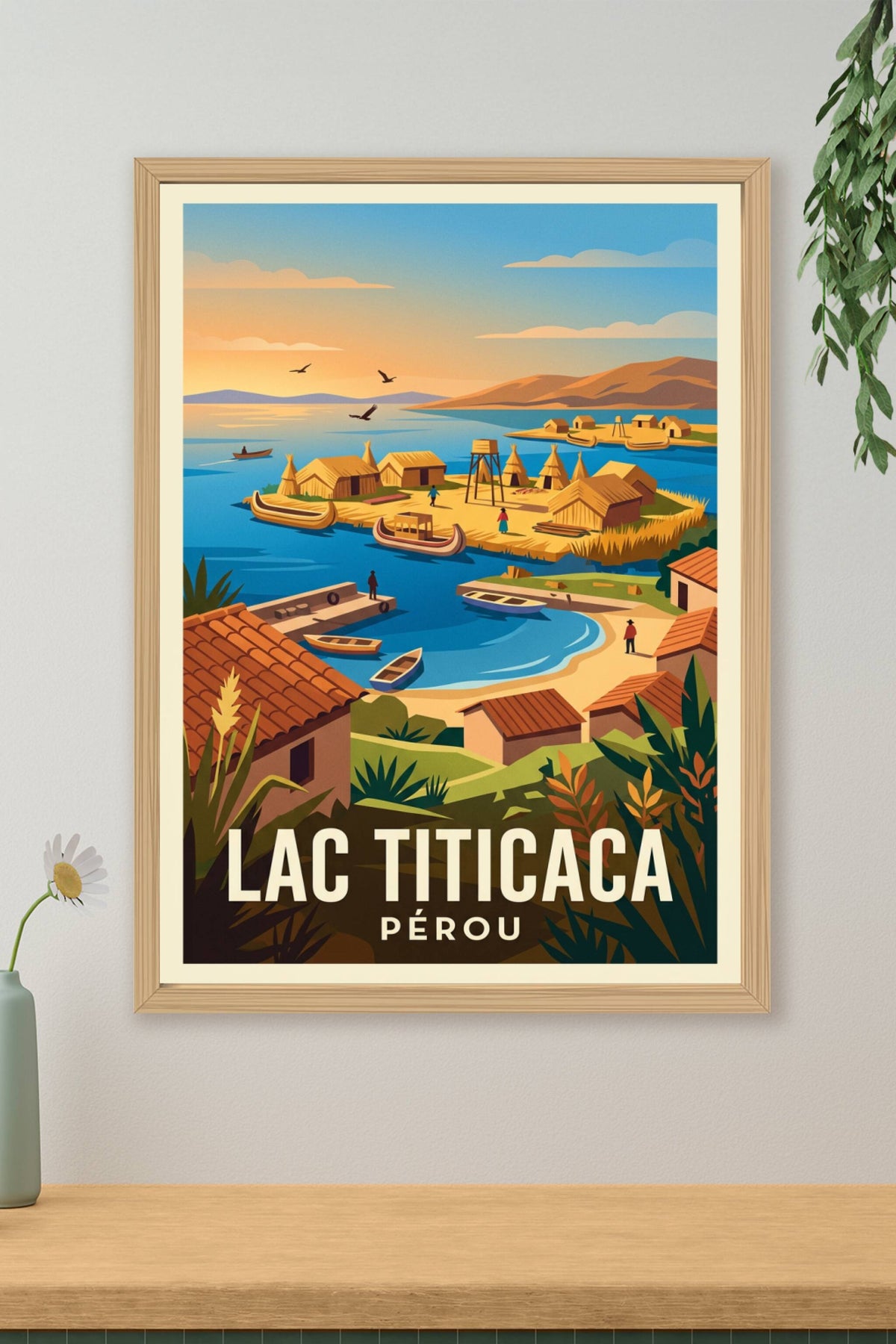 Affiche du Lac Titicaca, îles flottantes Uros
