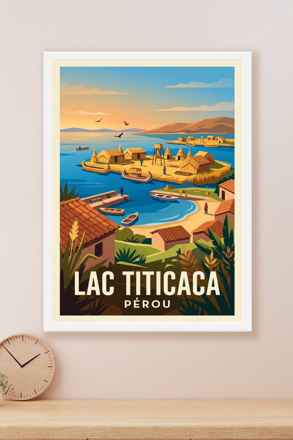 Affiche du Lac Titicaca, îles flottantes Uros