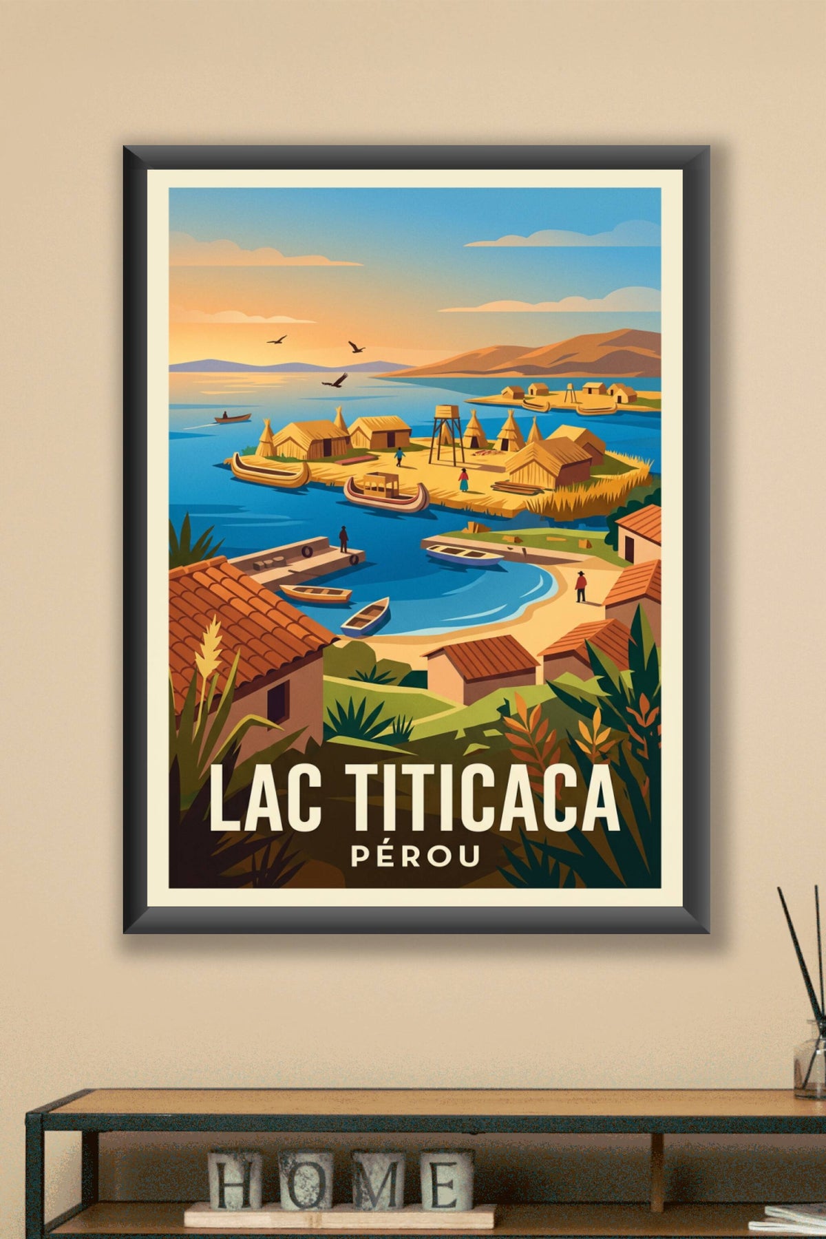 Affiche du Lac Titicaca, îles flottantes Uros
