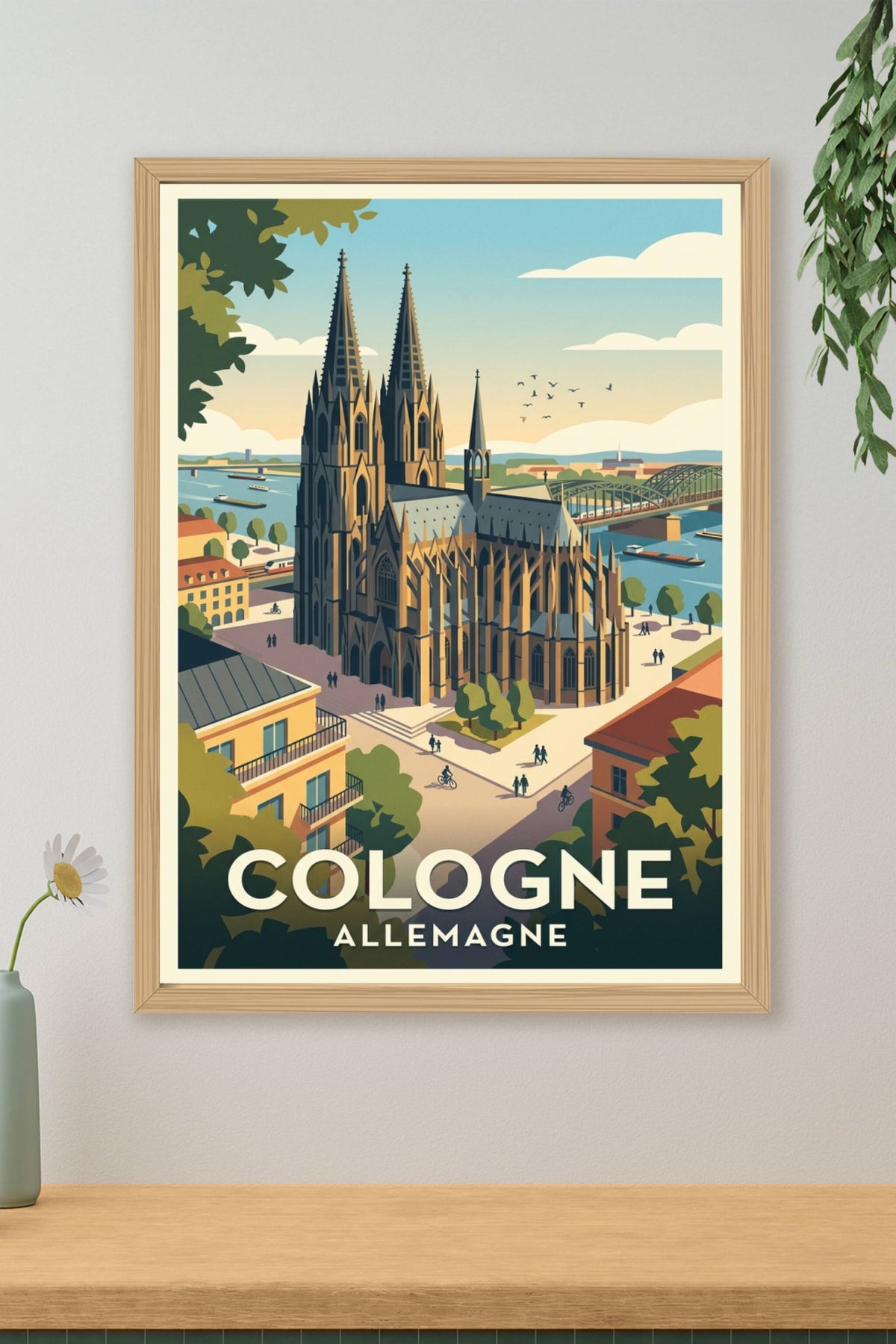 Affiche de Cologne, cathédrale et Rhin