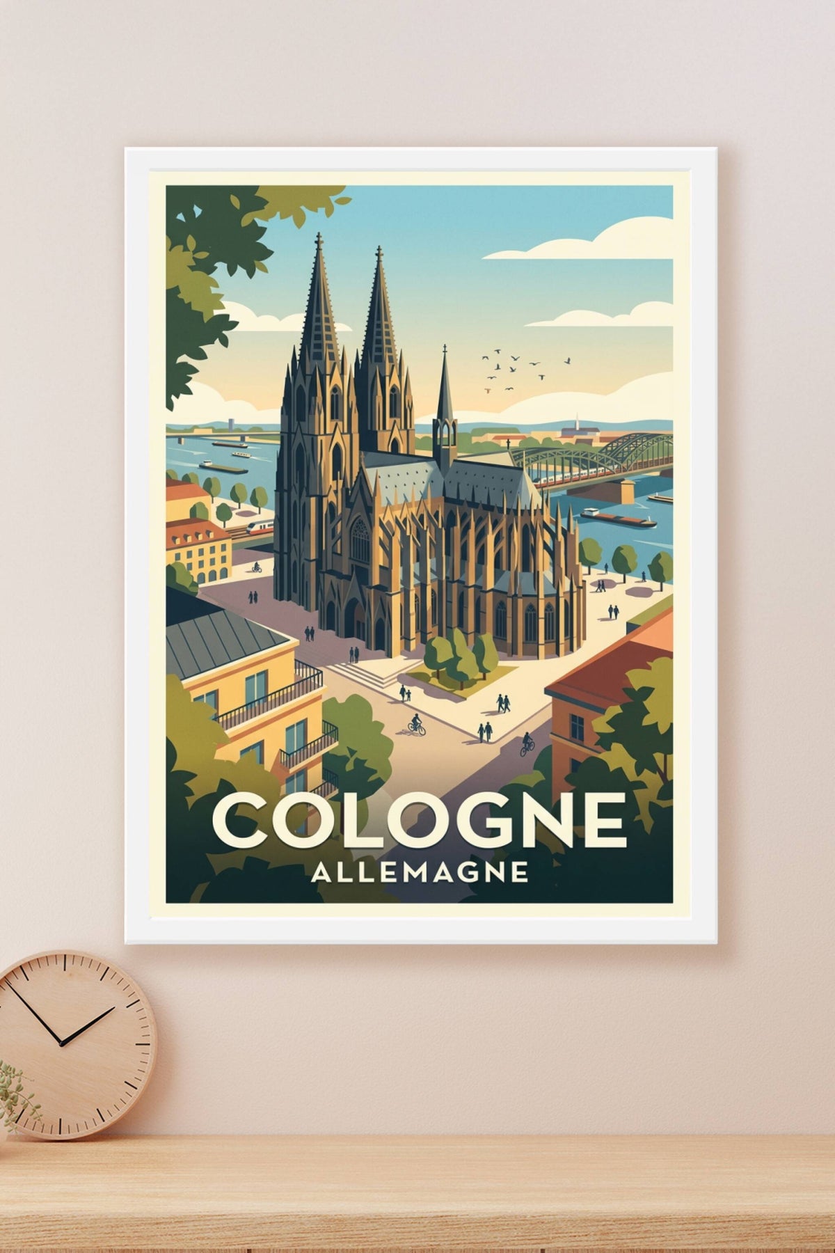 Affiche de Cologne, cathédrale et Rhin