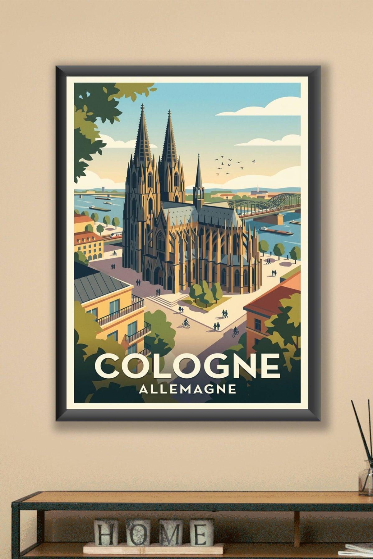 Affiche de Cologne, cathédrale et Rhin