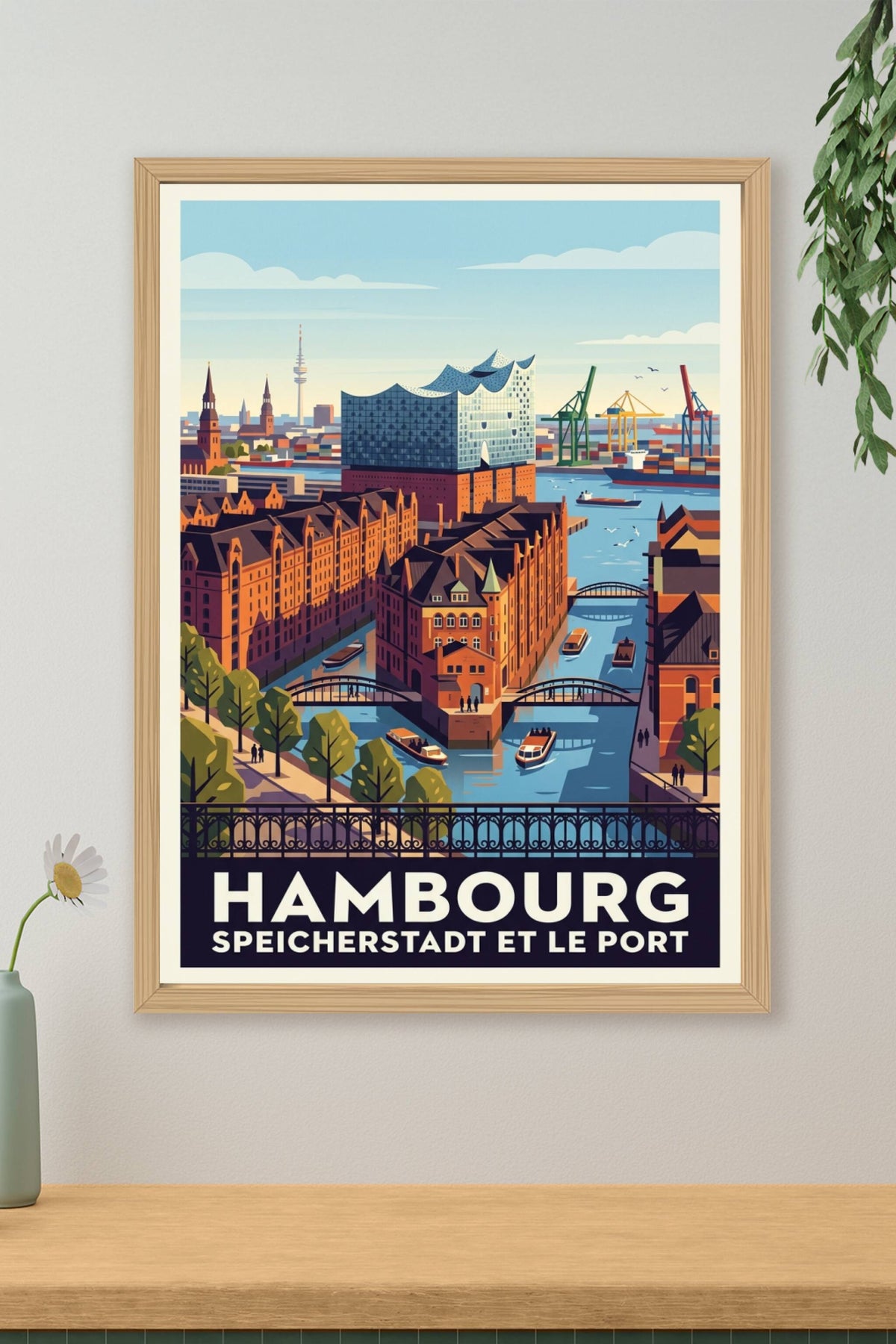 Affiche de Hambourg, la Speicherstadt et le port