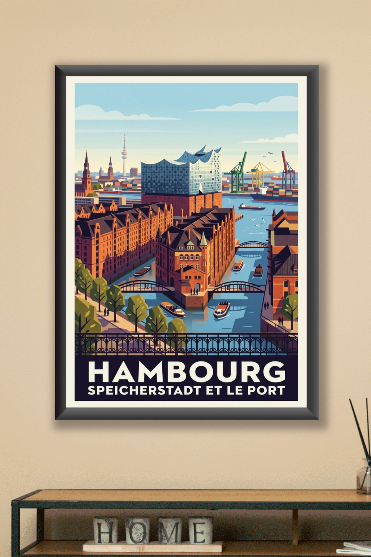 Affiche de Hambourg, la Speicherstadt et le port