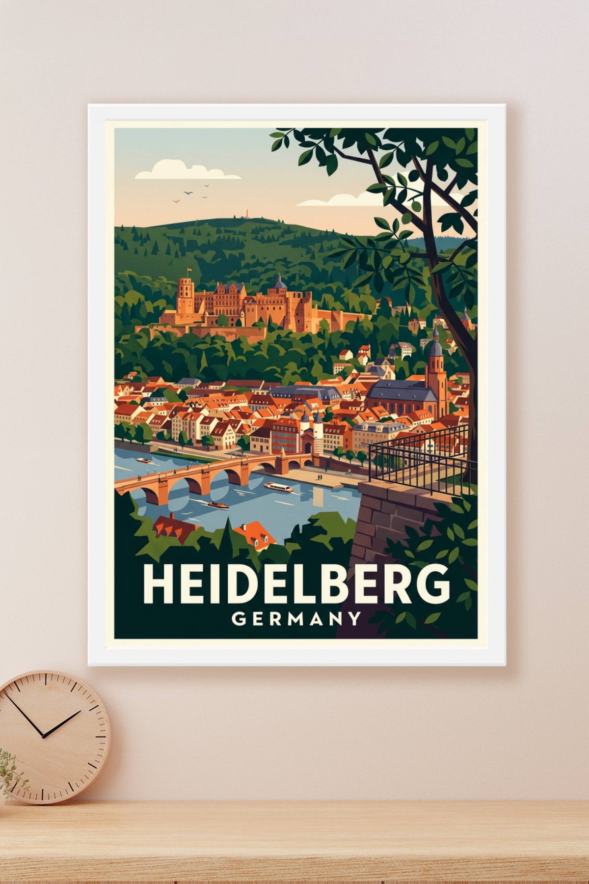 Affiche d'Heidelberg, poster ville d'Allemagne