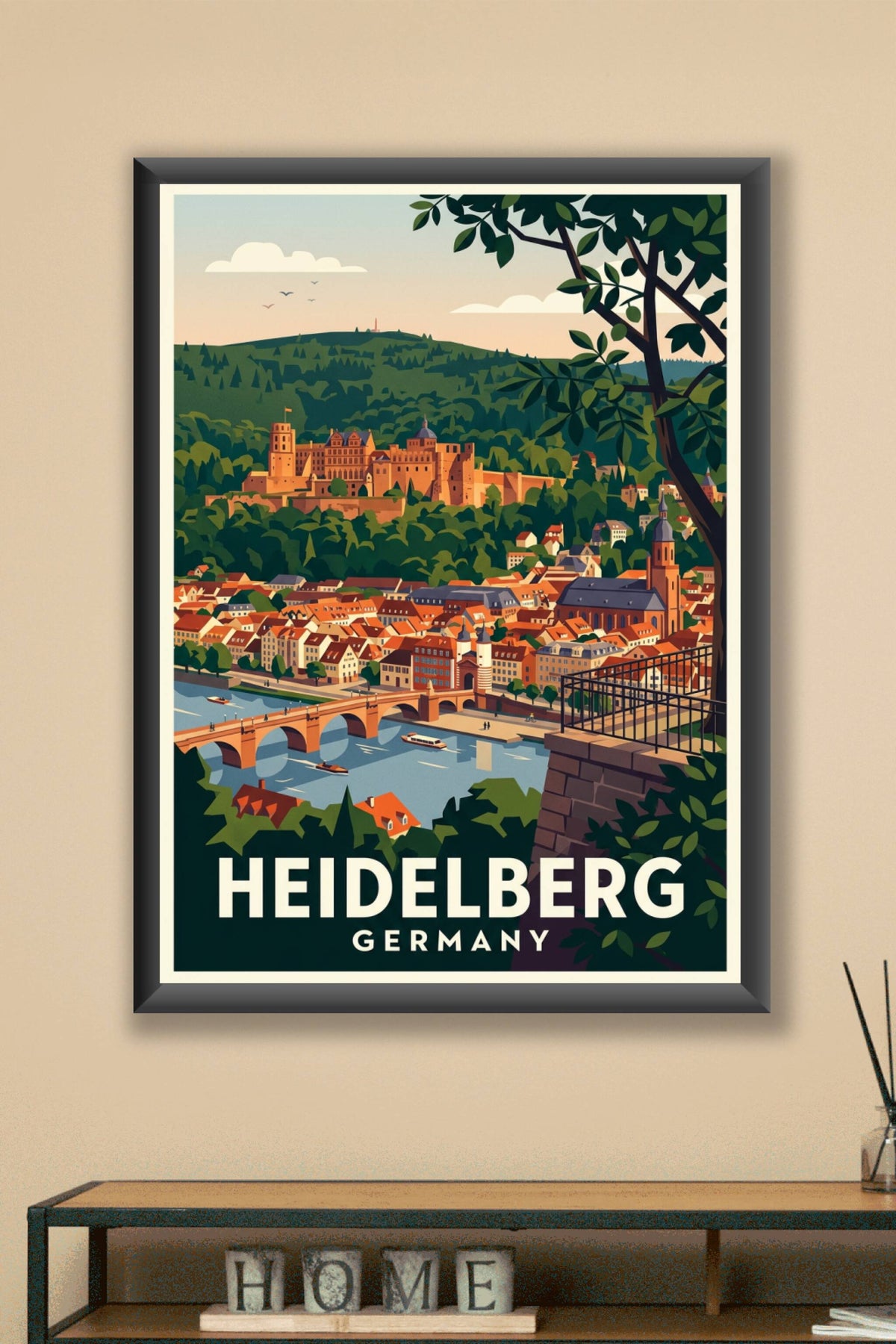 Affiche d'Heidelberg, poster ville d'Allemagne
