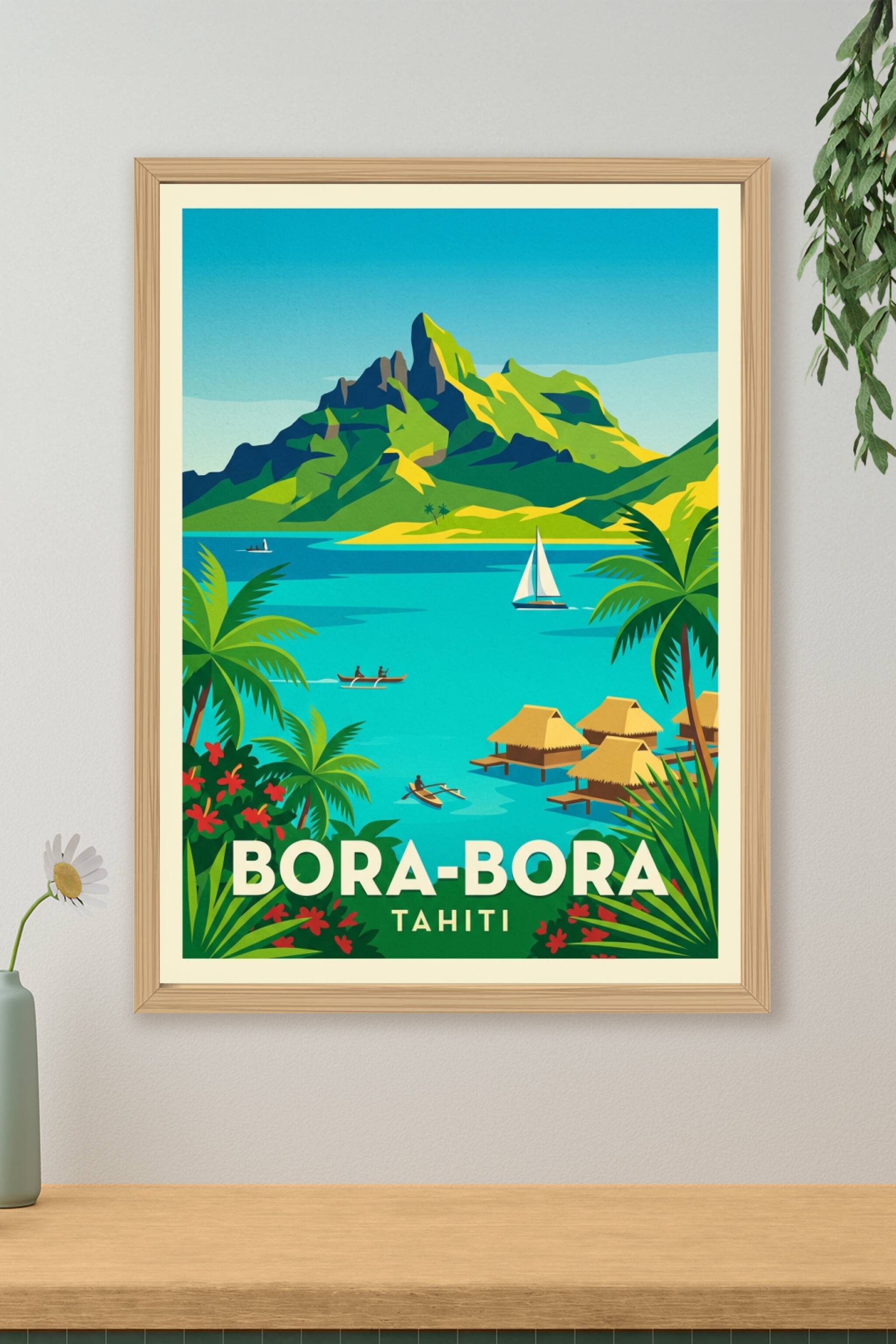 Affiche de Bora-Bora, bungalows sur pilotis | Afich