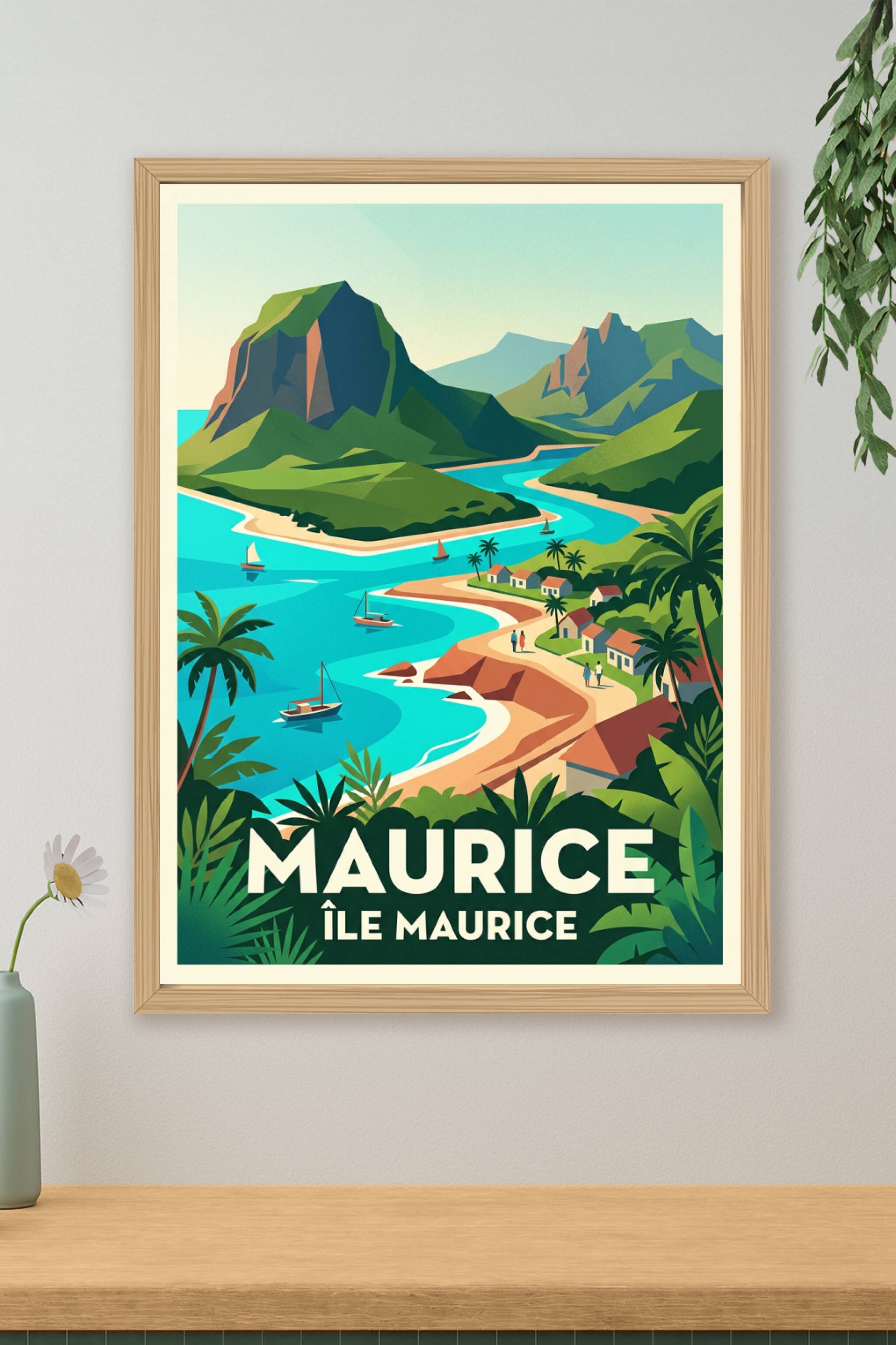 Affiche Île Maurice, poster paysage du Morne