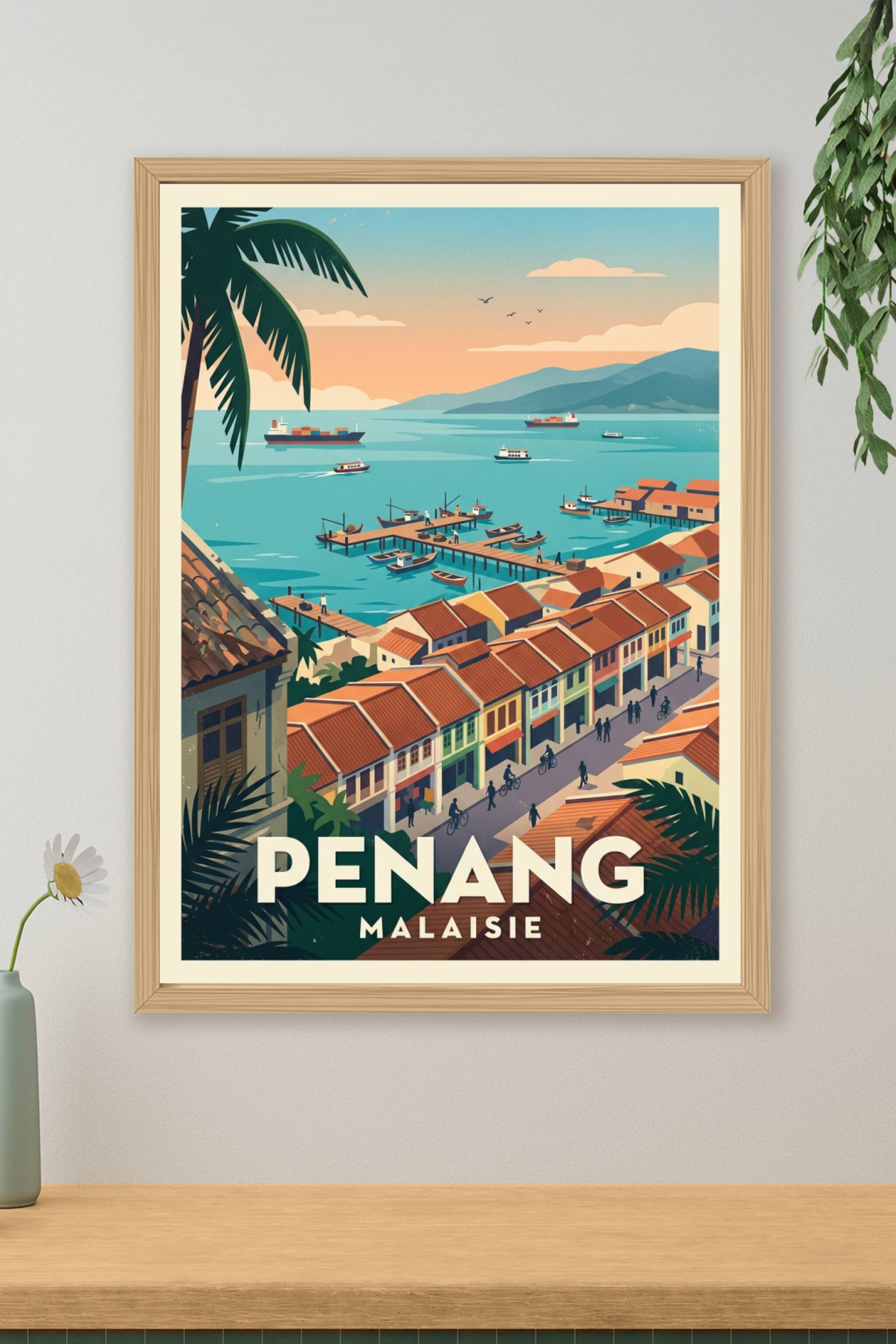 Affiche de Penang, poster pont et funiculaire | Afich
