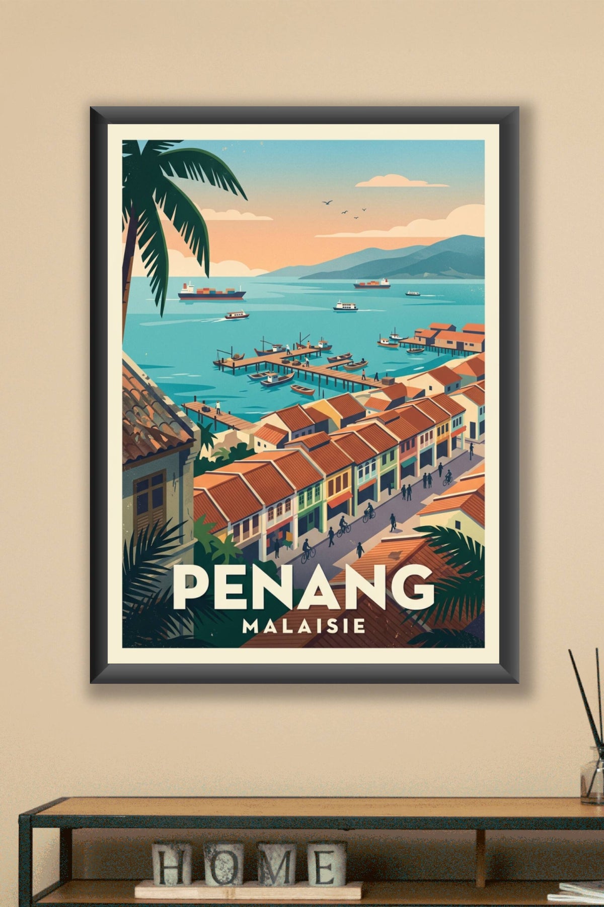 Affiche de Penang, poster pont et funiculaire