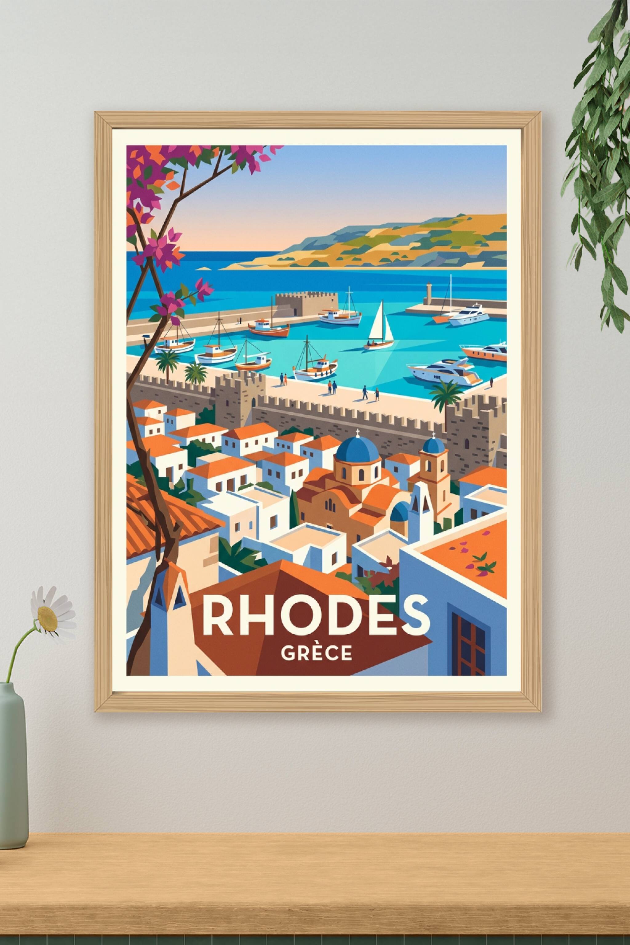Affiche de Rhodes, poster vintage Grèce | Afich