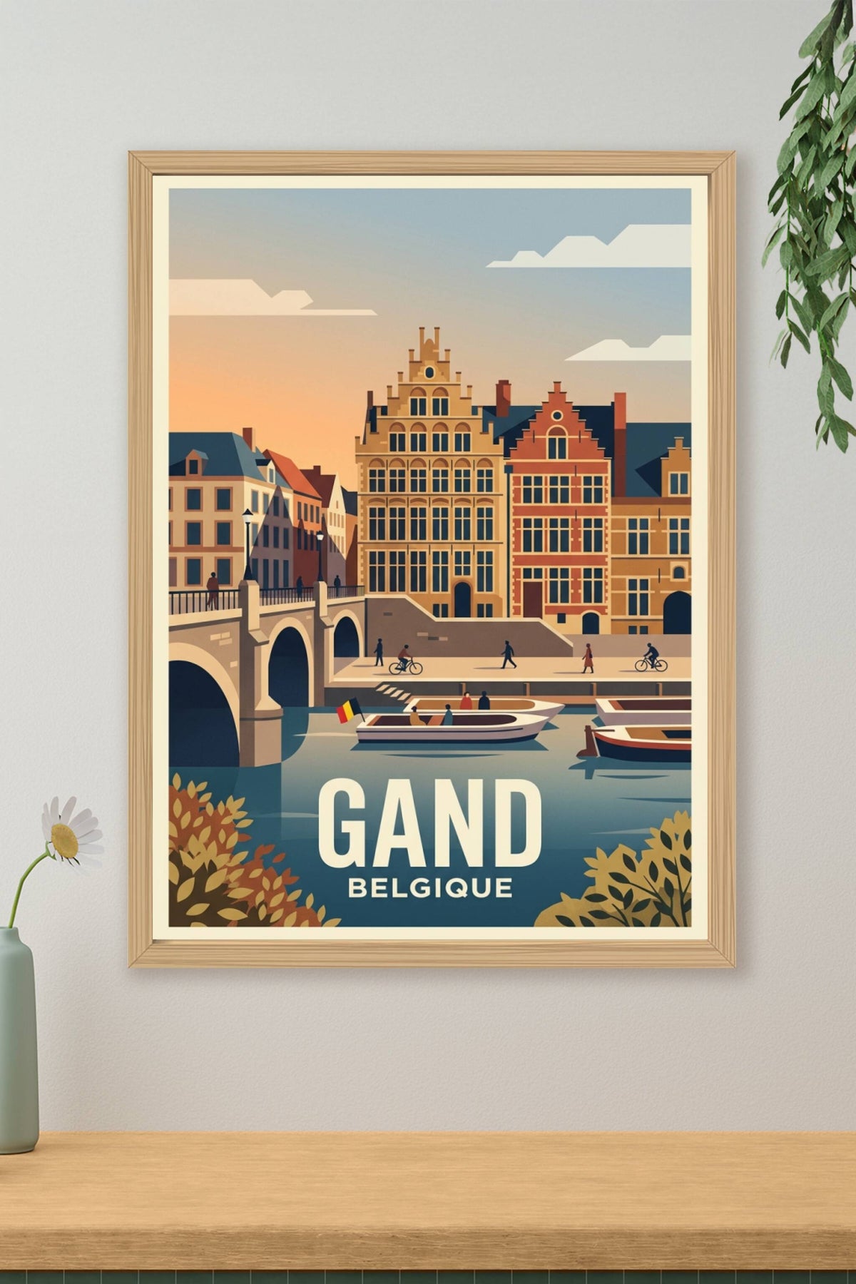 Affiche de Gand, poster maisons flamandes