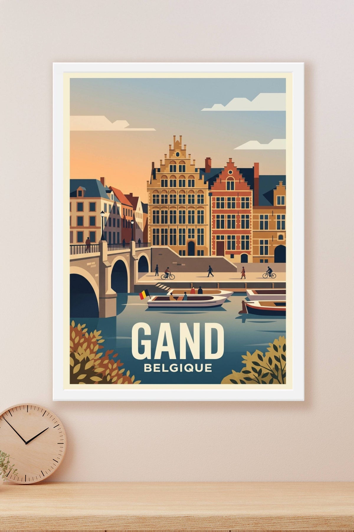 Affiche de Gand, poster maisons flamandes