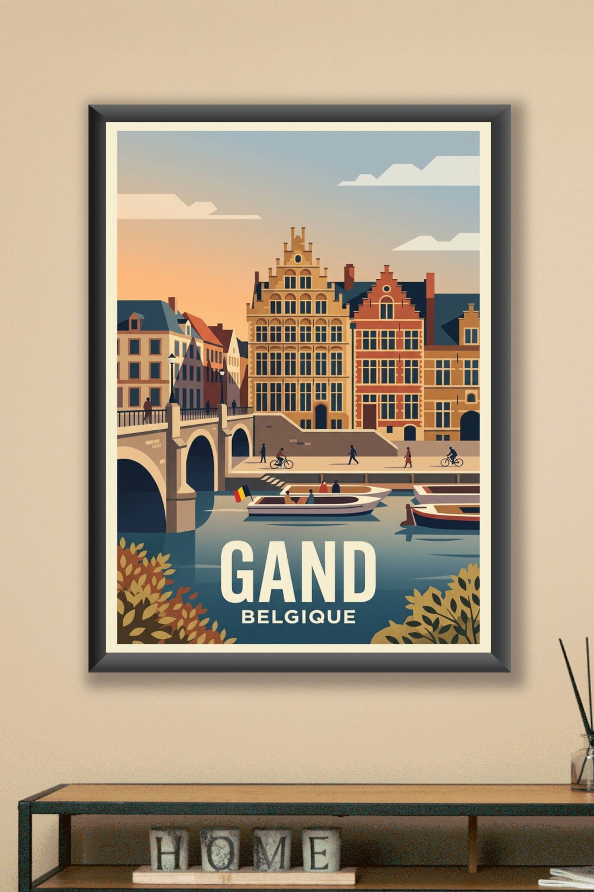 Affiche de Gand, poster maisons flamandes