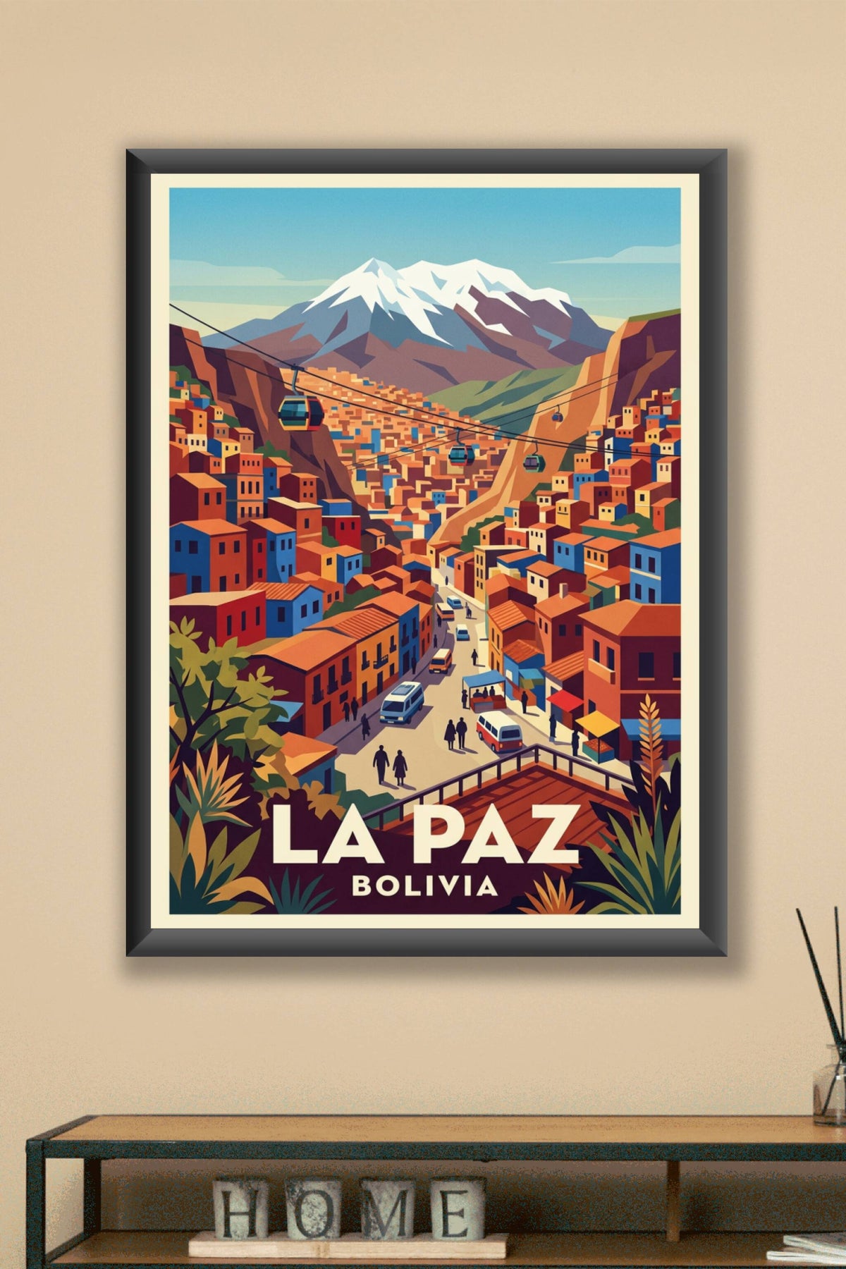 Poster de La Paz, vue sur le mont Illimani