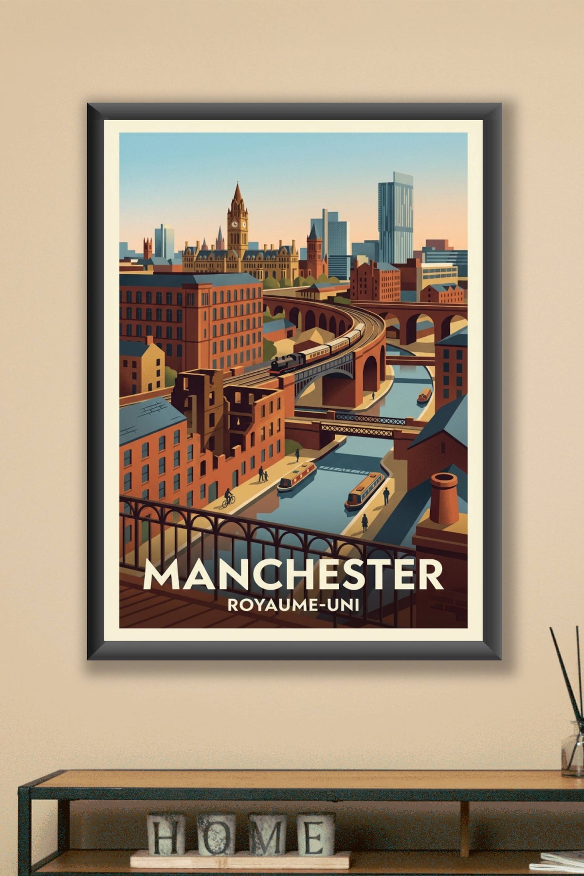 Affiche Manchester, poster style vintage · poster d'art de Manchester, poster style vintage