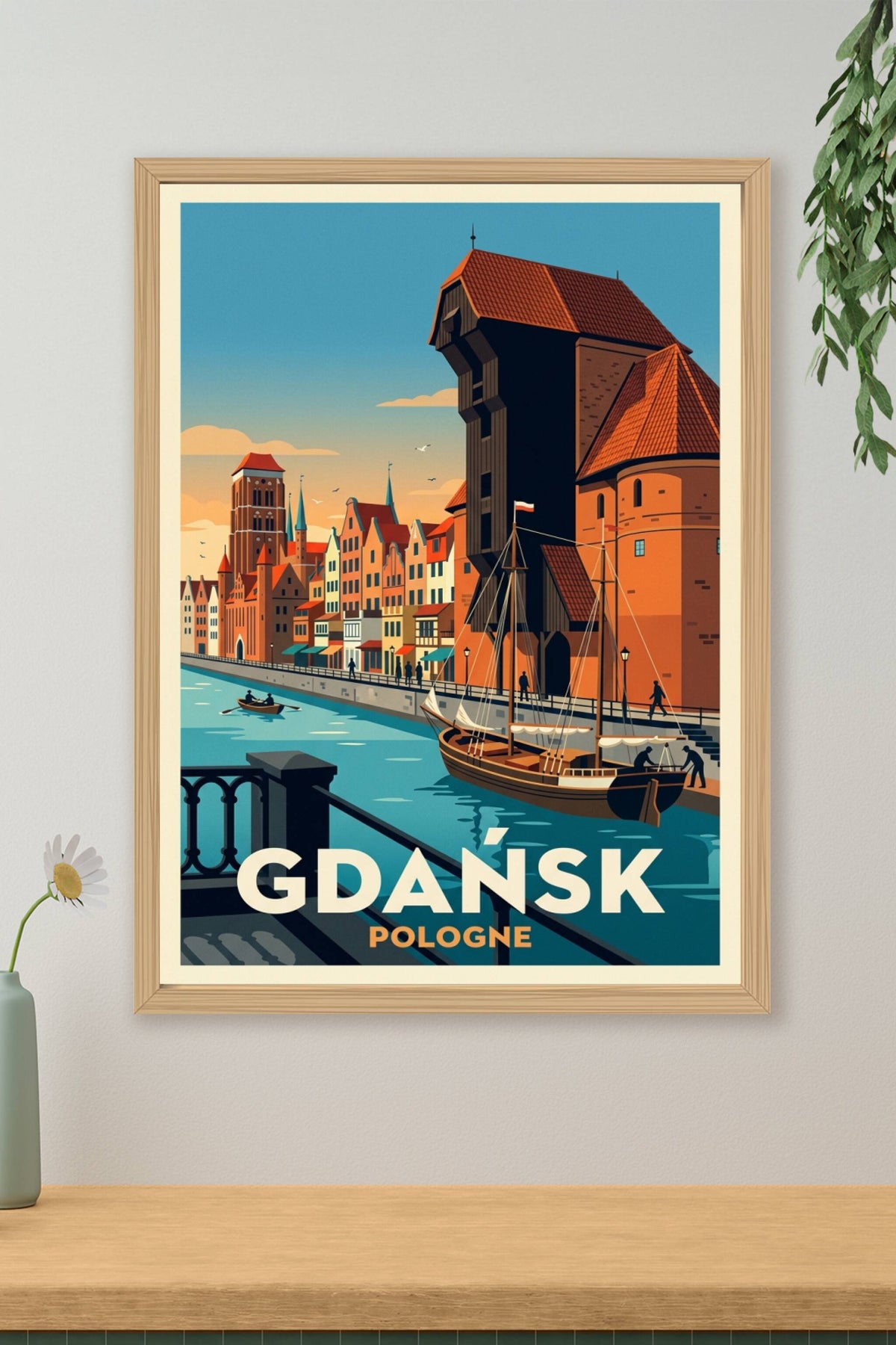 Affiche de Gdańsk, poster ville de Pologne