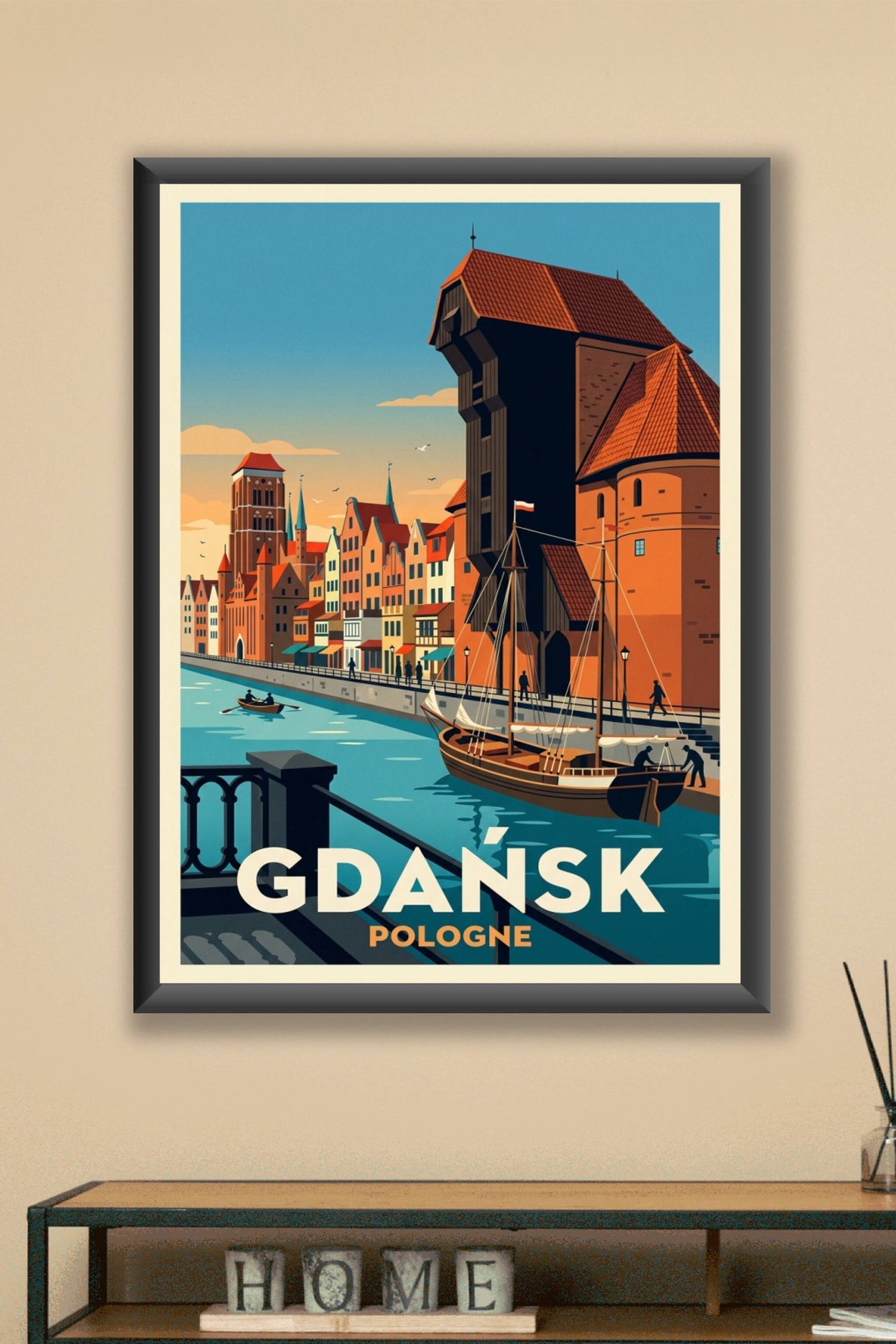 Affiche de Gdańsk, poster ville de Pologne