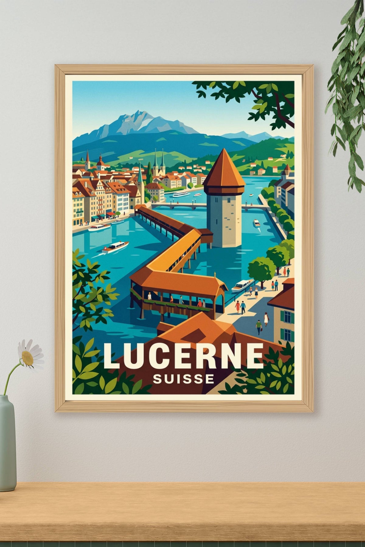 Affiche de Lucerne, poster ville de Suisse
