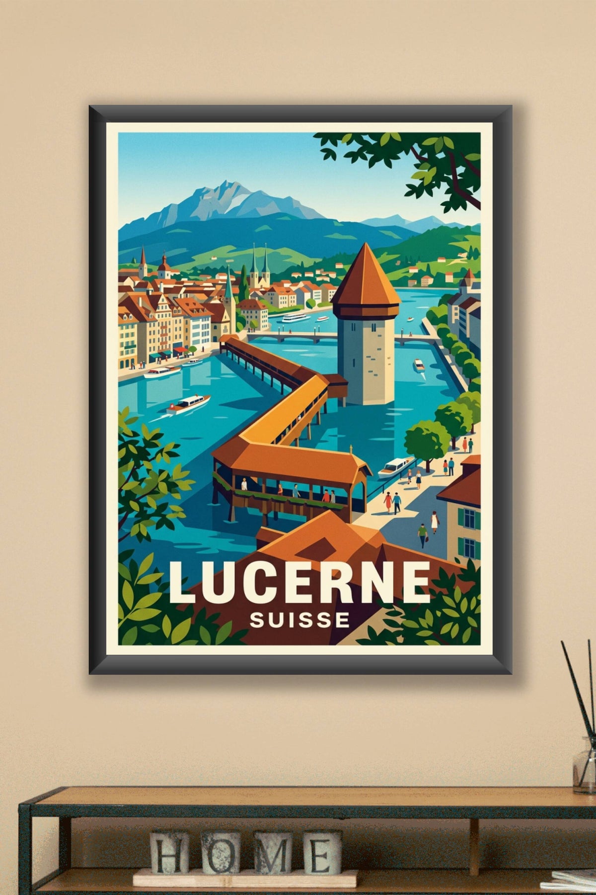 Affiche de Lucerne, poster ville de Suisse