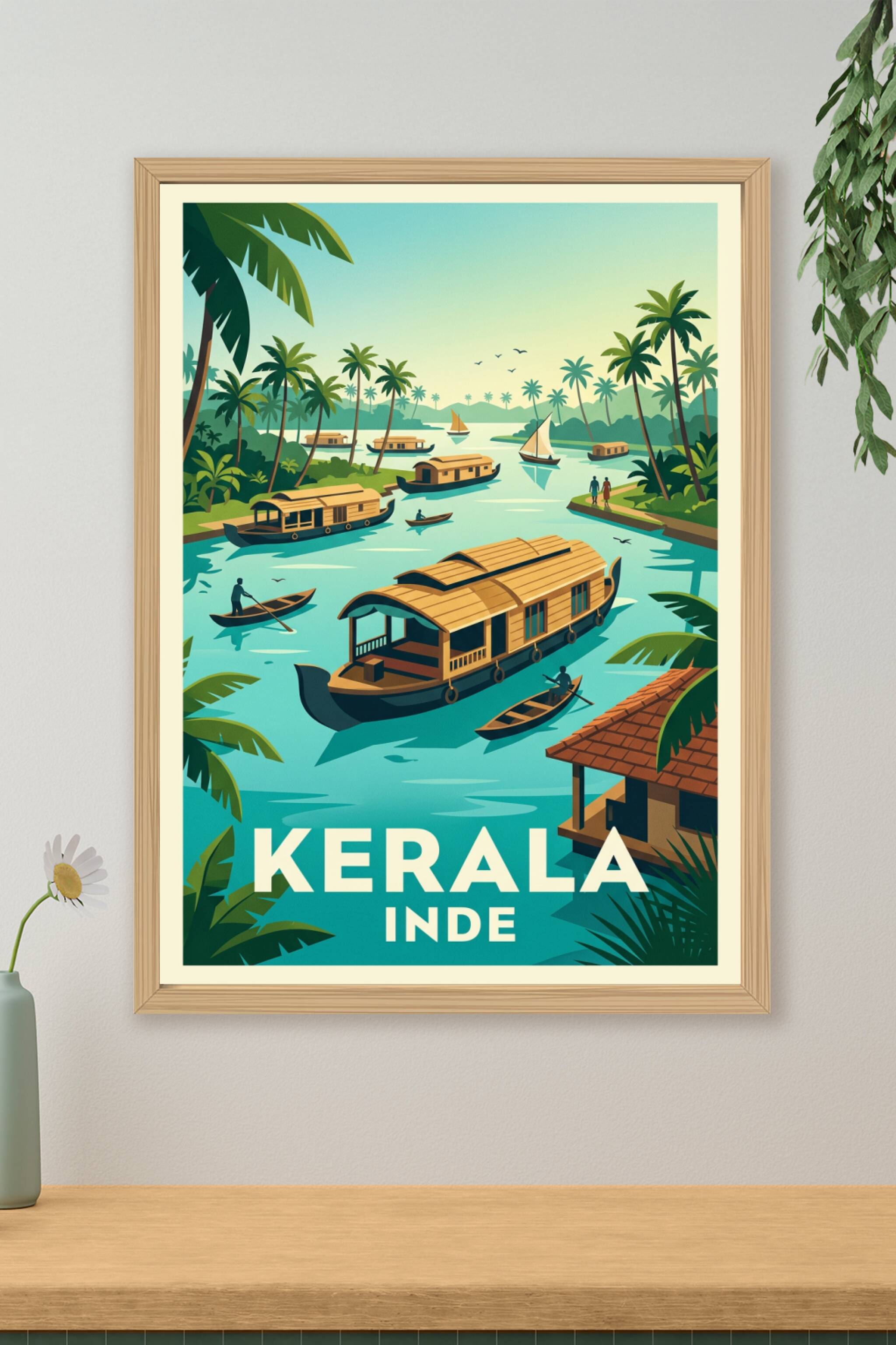 Affiche du Kerala, Backwaters d'Inde | Afich