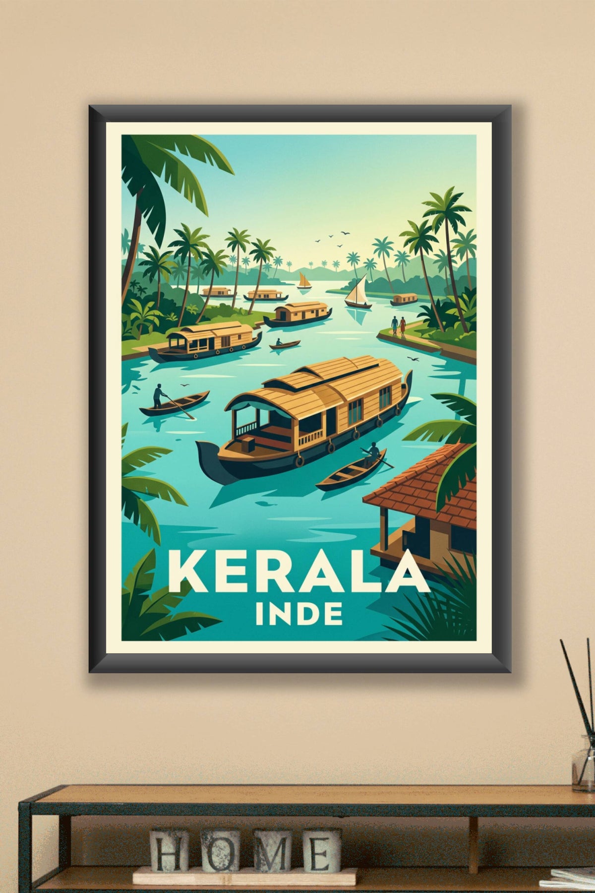 Affiche du Kerala, Backwaters d'Inde
