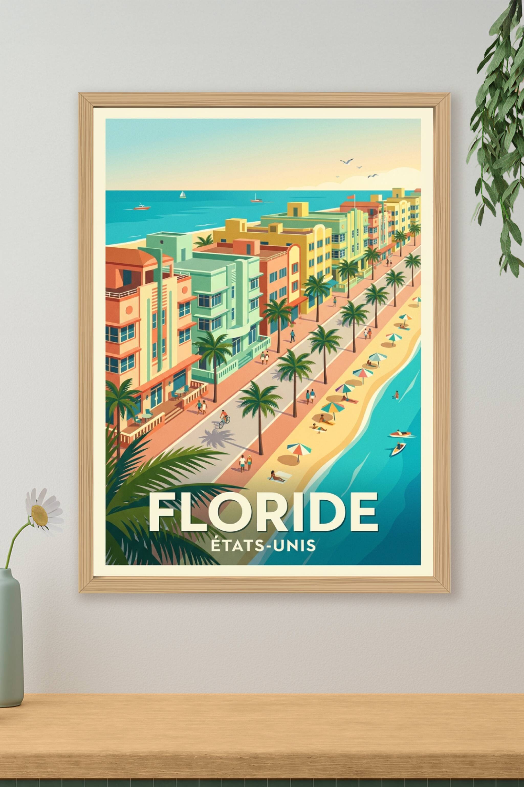 Affiche de Floride, poster Miami Art Déco | Afich