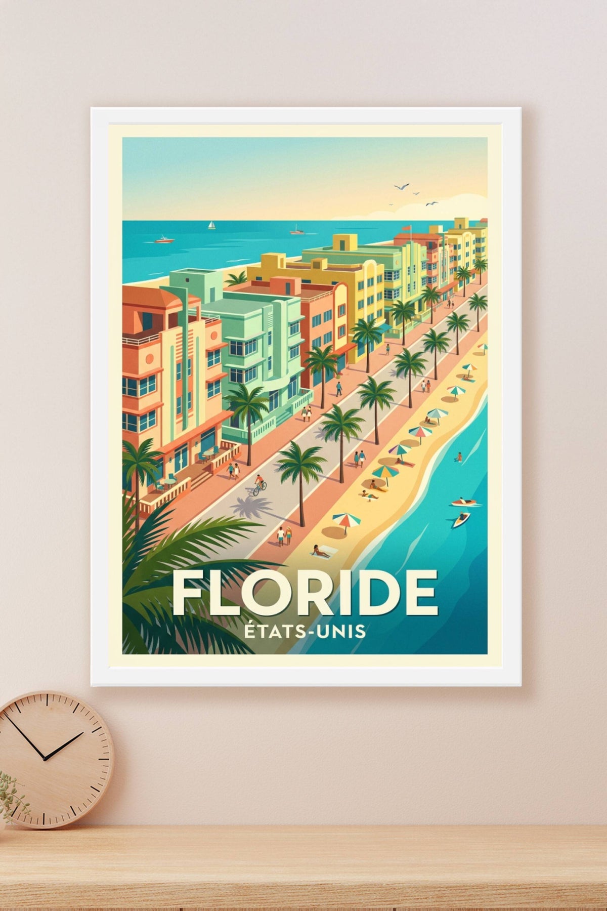 Affiche de Floride, poster Miami Art Déco