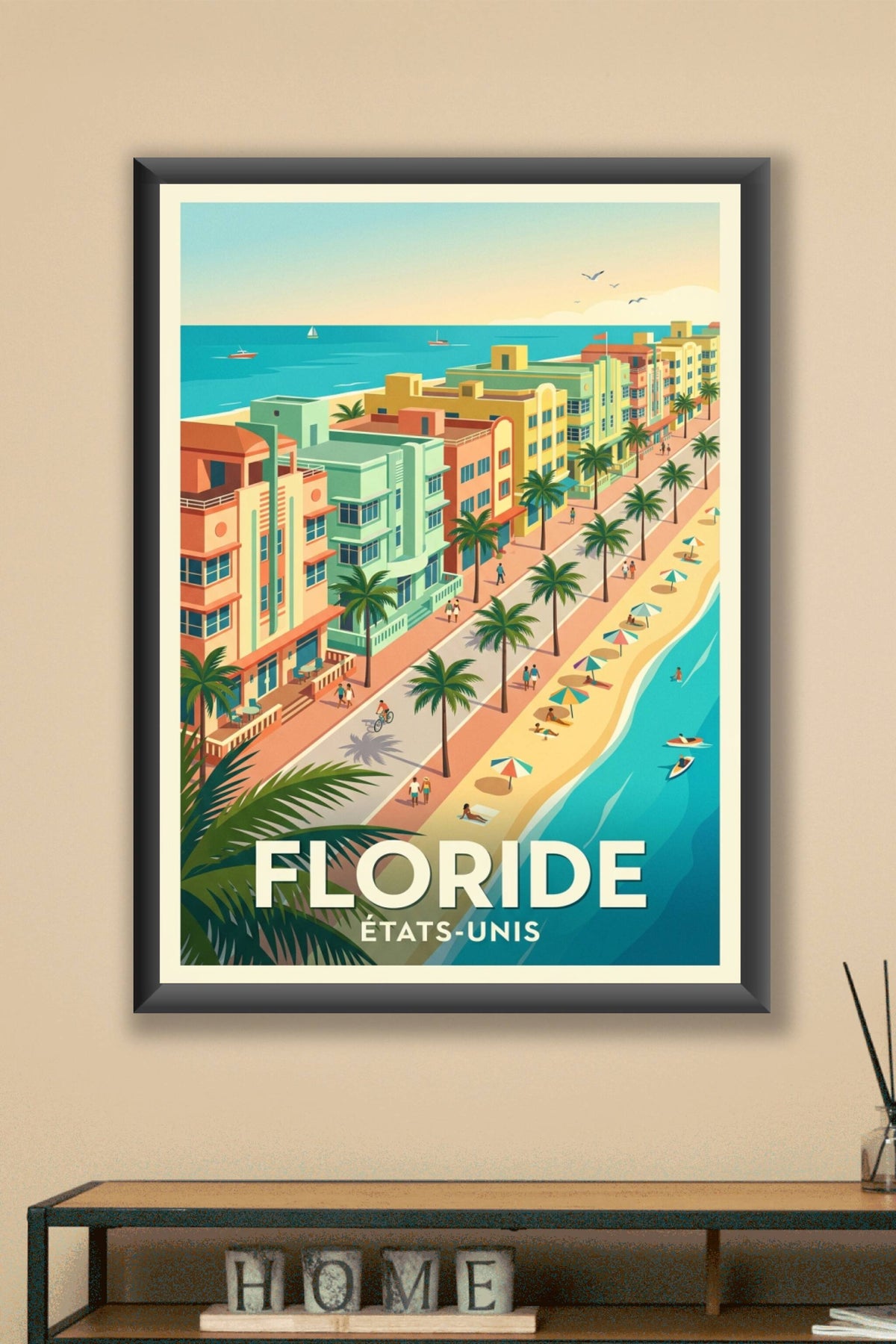 Affiche de Floride, poster Miami Art Déco