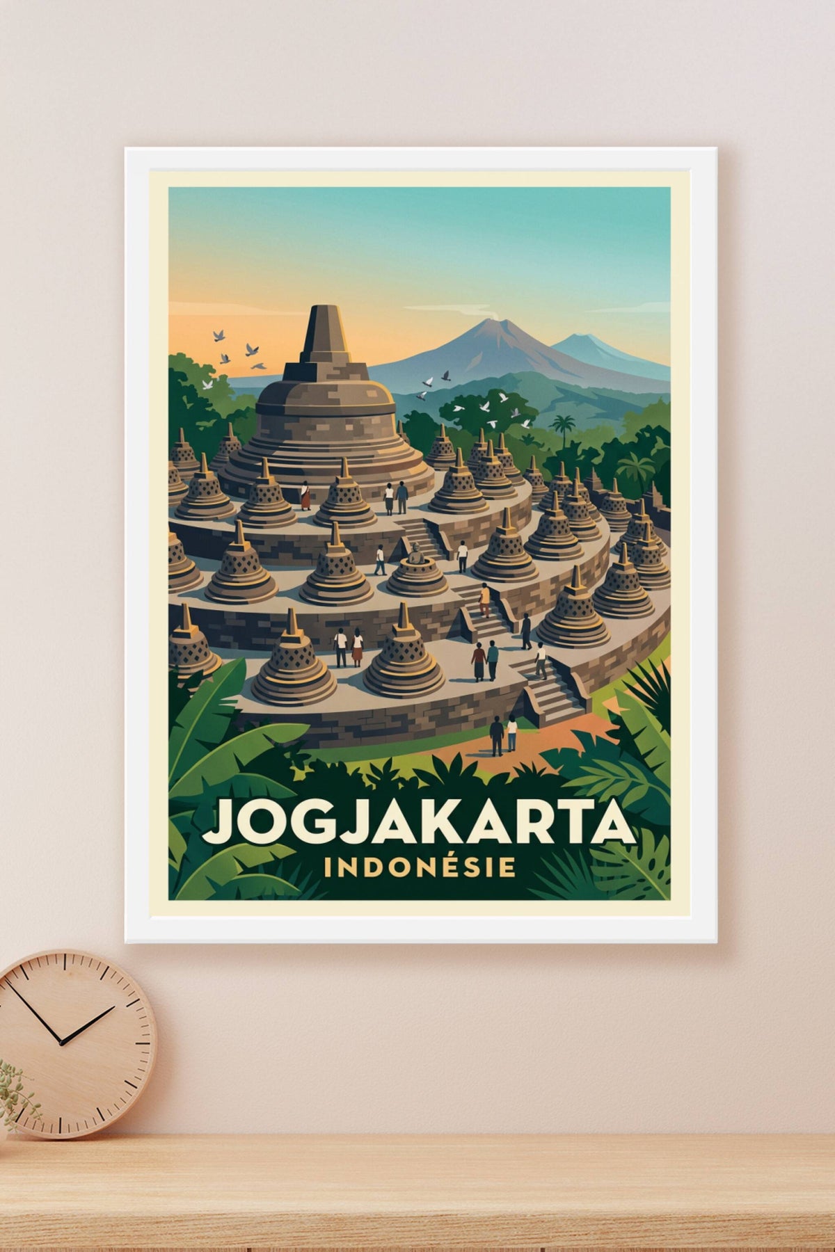 Affiche de Jogjakarta, poster temple de Borobudur