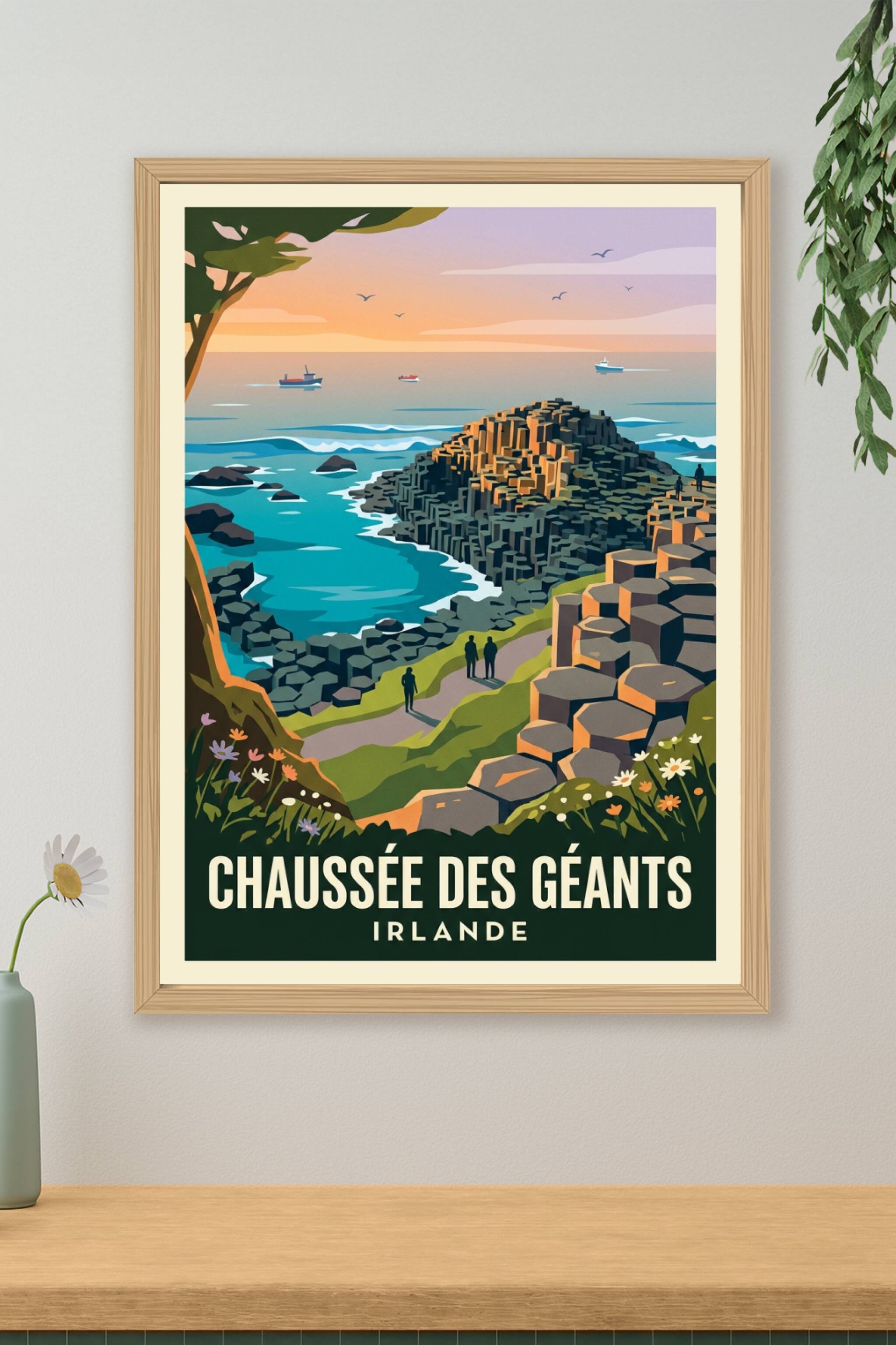 Affiche de la Chaussée des Géants, colonnes de basalte