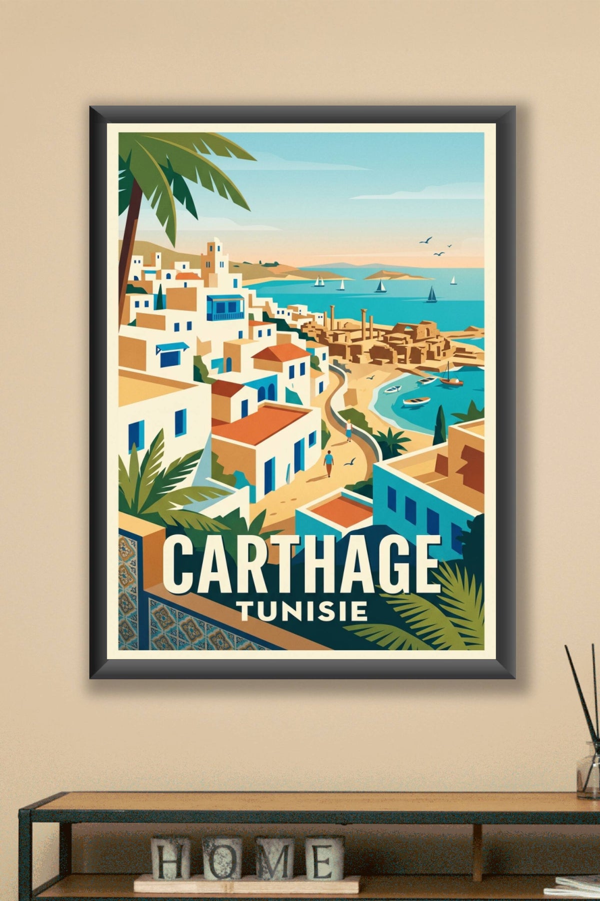Affiche de Carthage, port antique de Tunisie