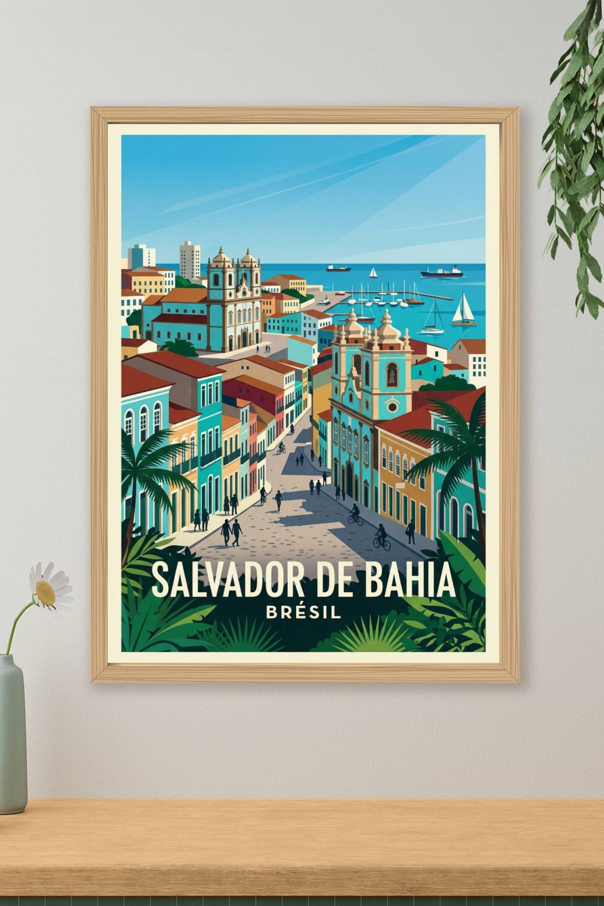 Affiche Salvador de Bahia, maisons colorées