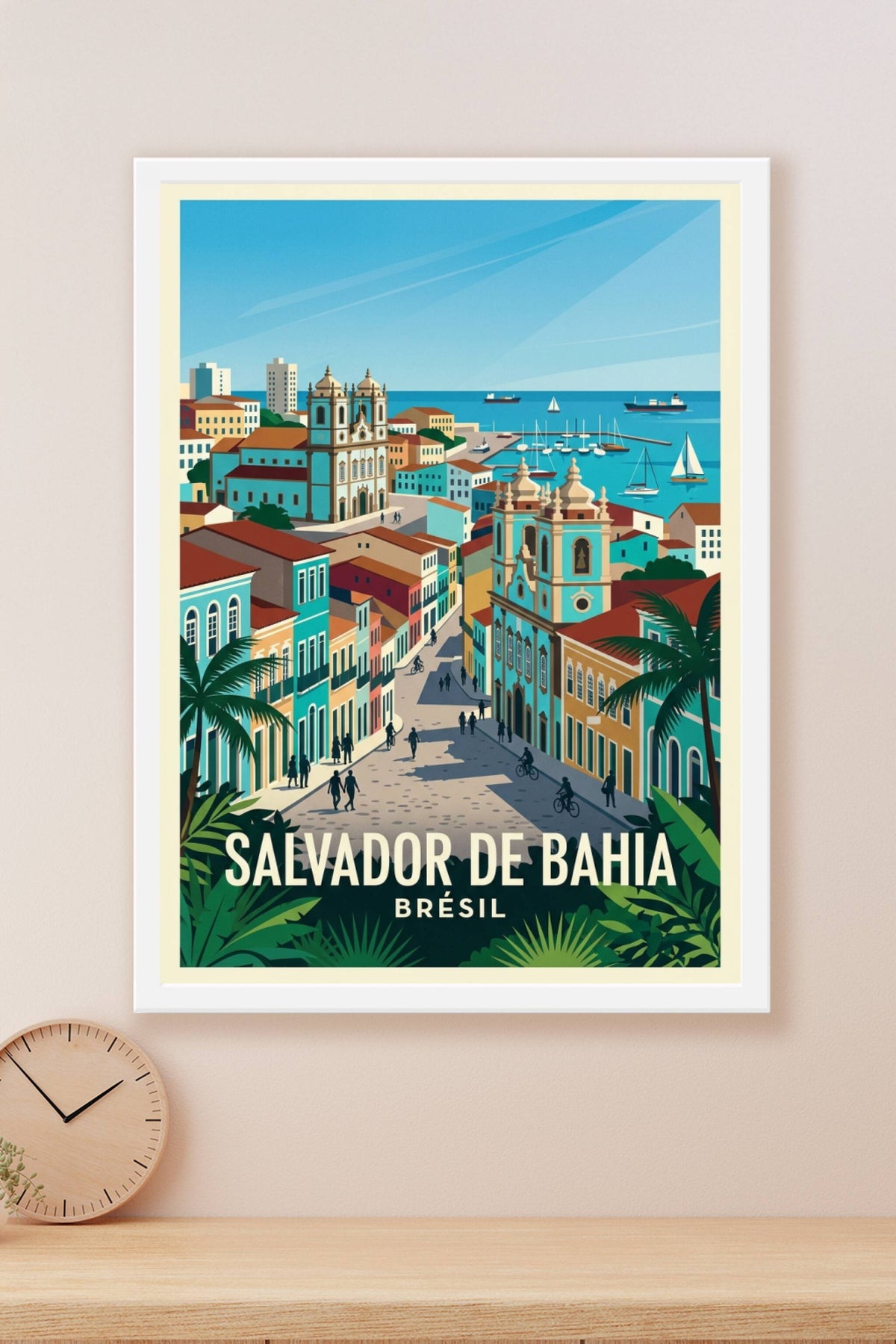 Affiche Salvador de Bahia, maisons colorées