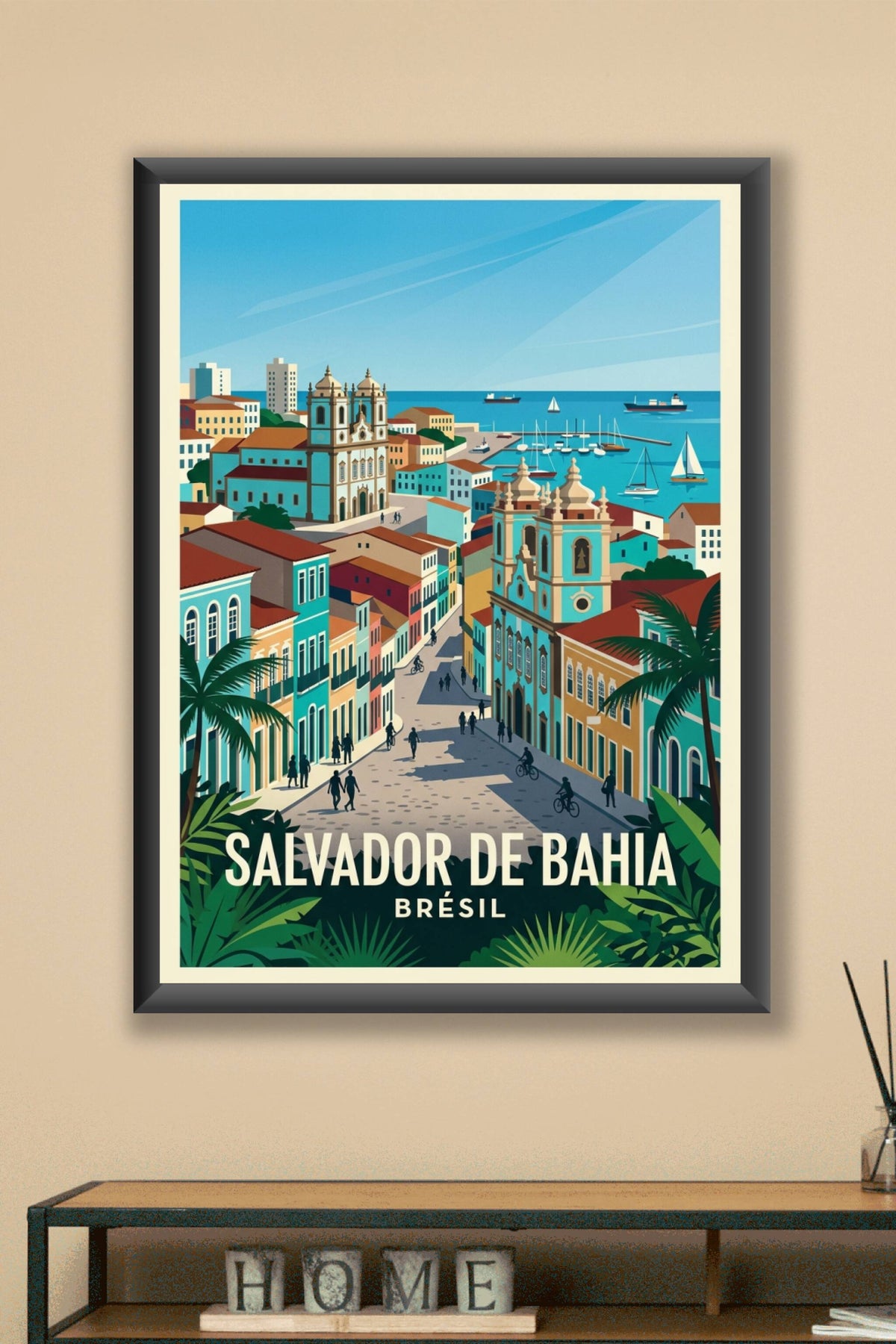 Affiche Salvador de Bahia, maisons colorées