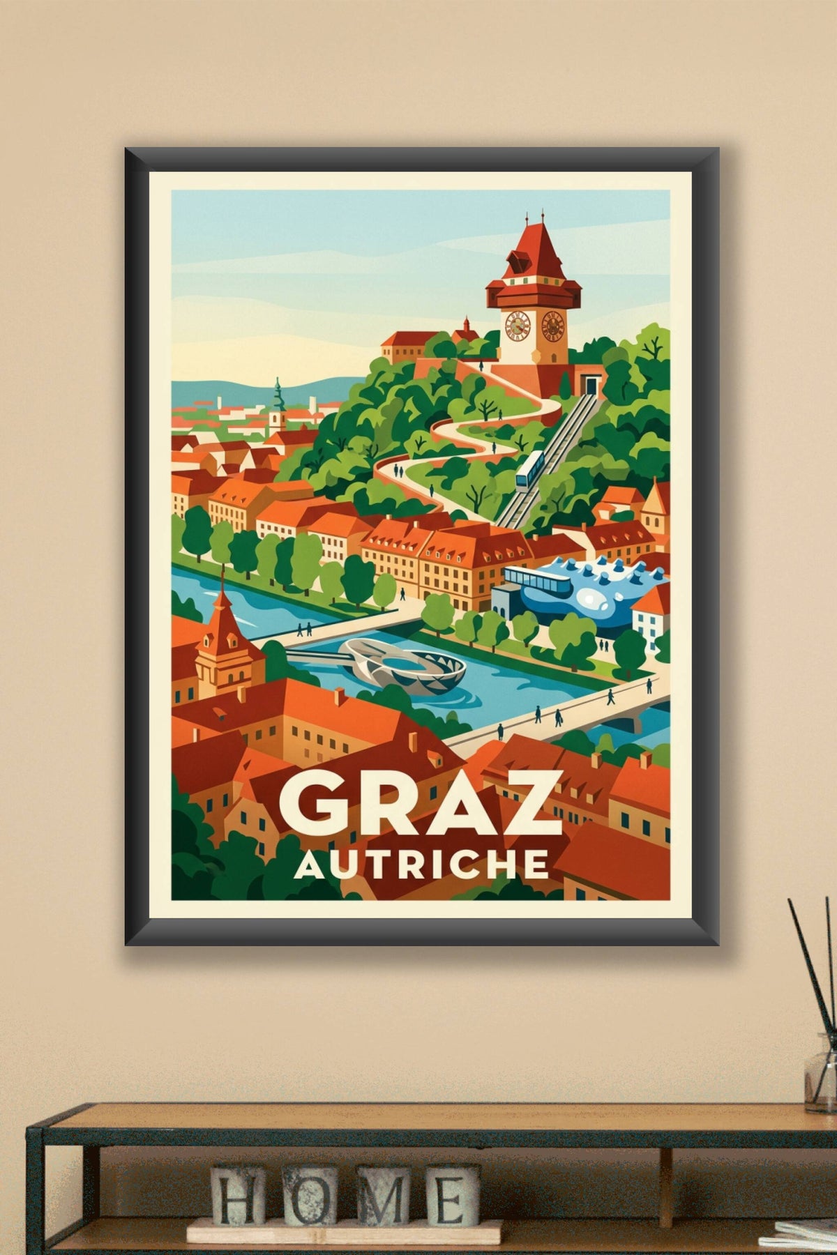Affiche de Graz, poster Autriche vintage