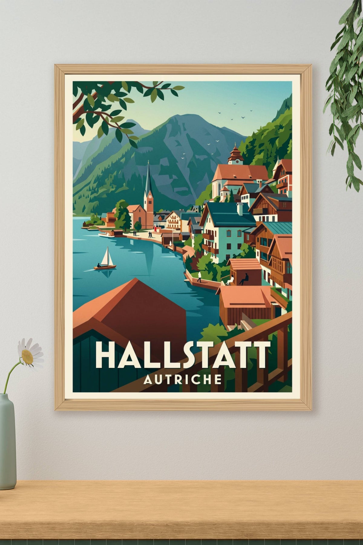Affiche de Hallstatt, poster village autrichien