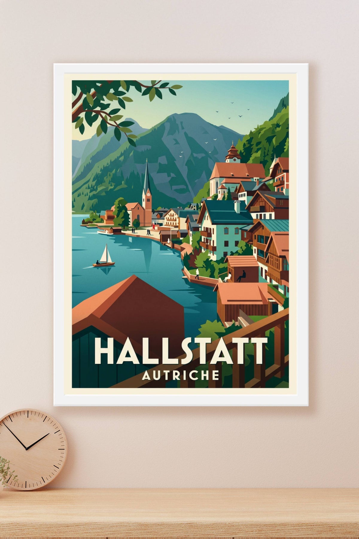 Affiche de Hallstatt, poster village autrichien