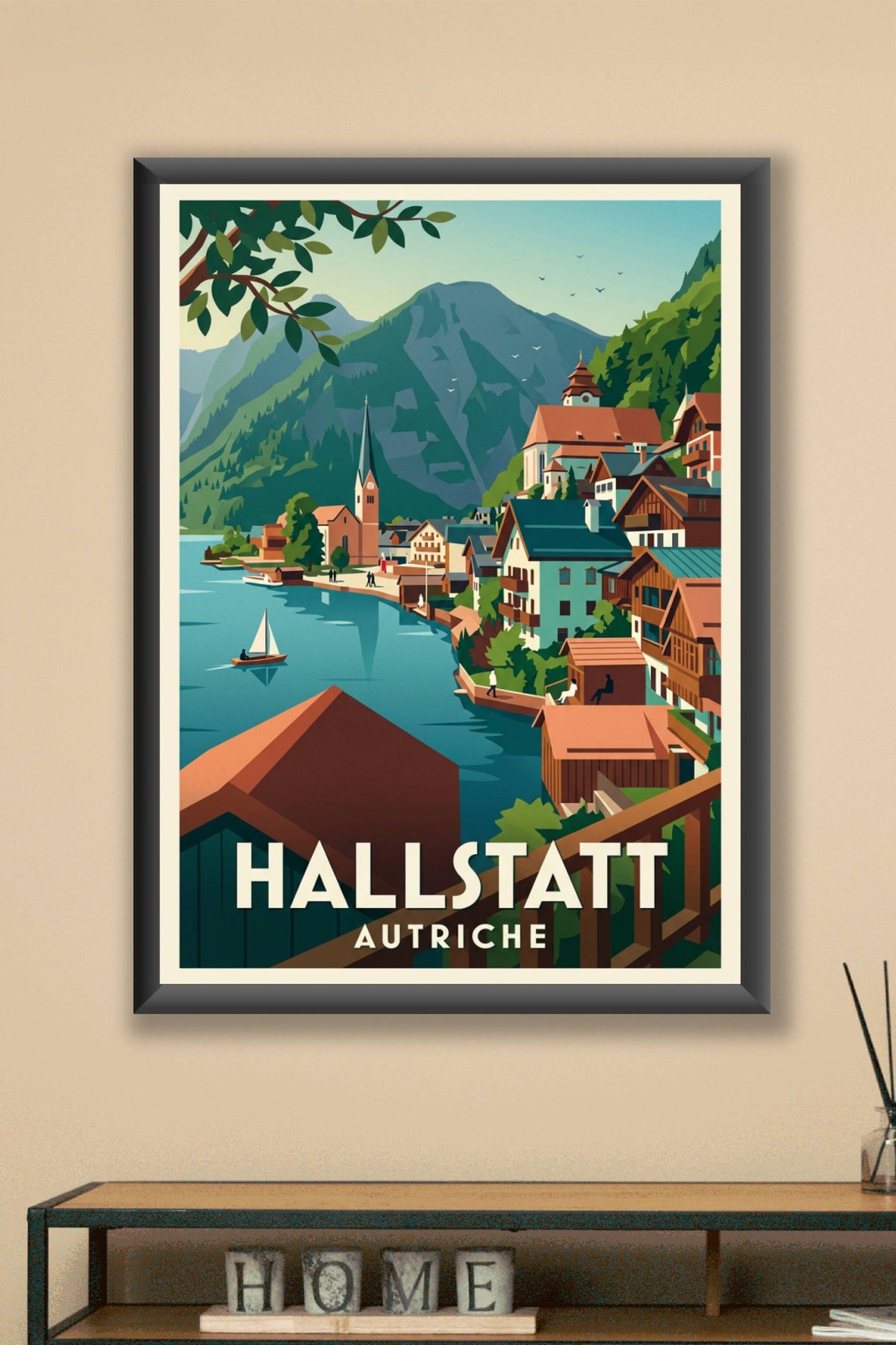 Affiche de Hallstatt, poster village autrichien