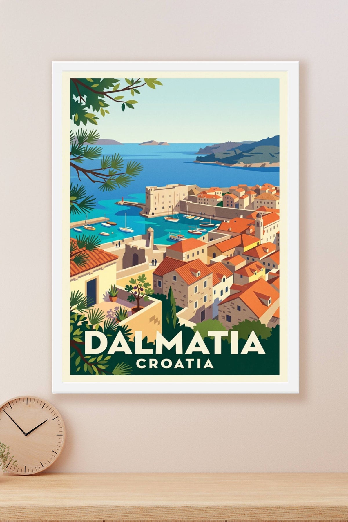 Affiche de Dalmatie, Dubrovnik vue du ciel