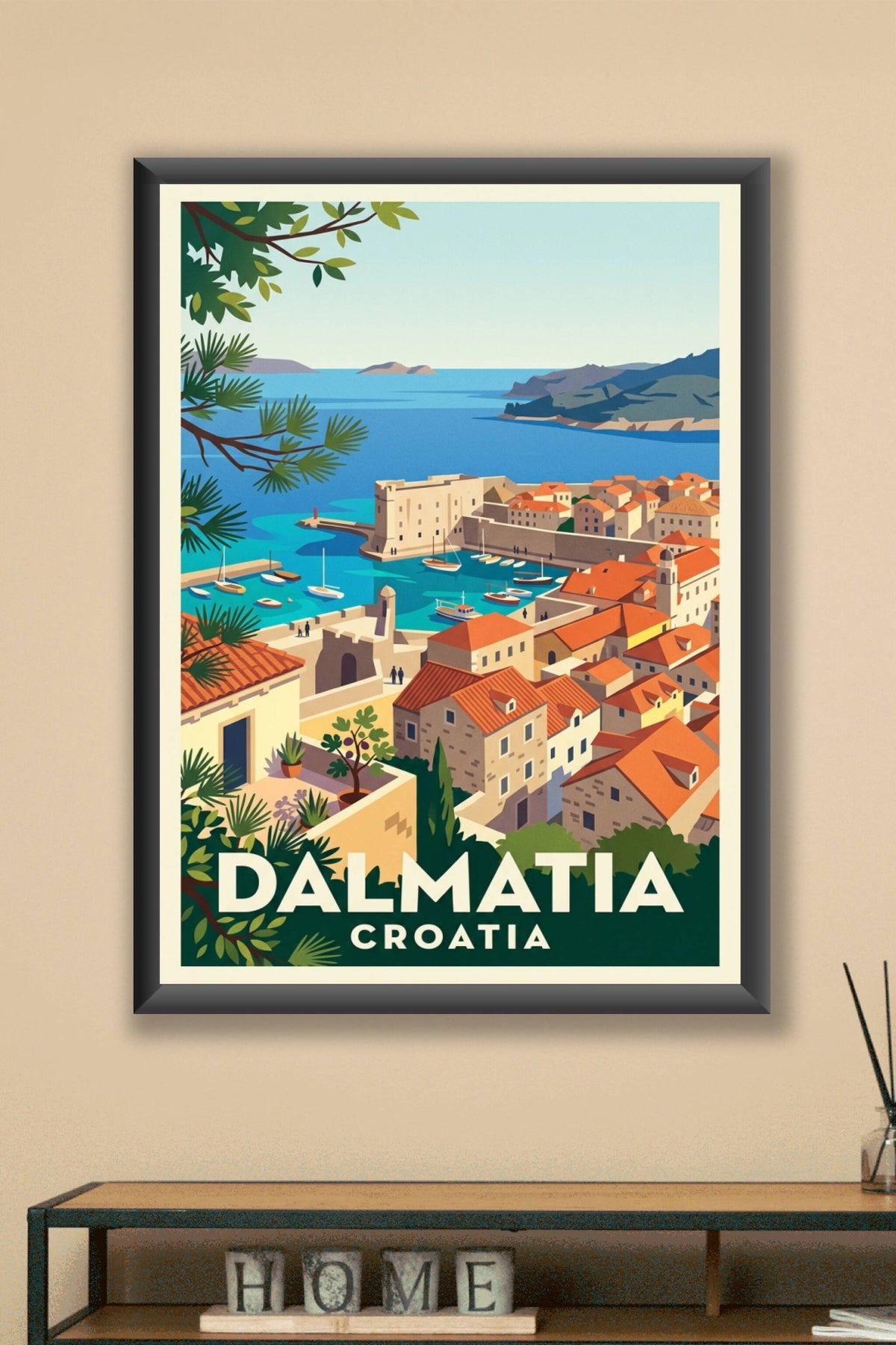 Affiche de Dalmatie, Dubrovnik vue du ciel