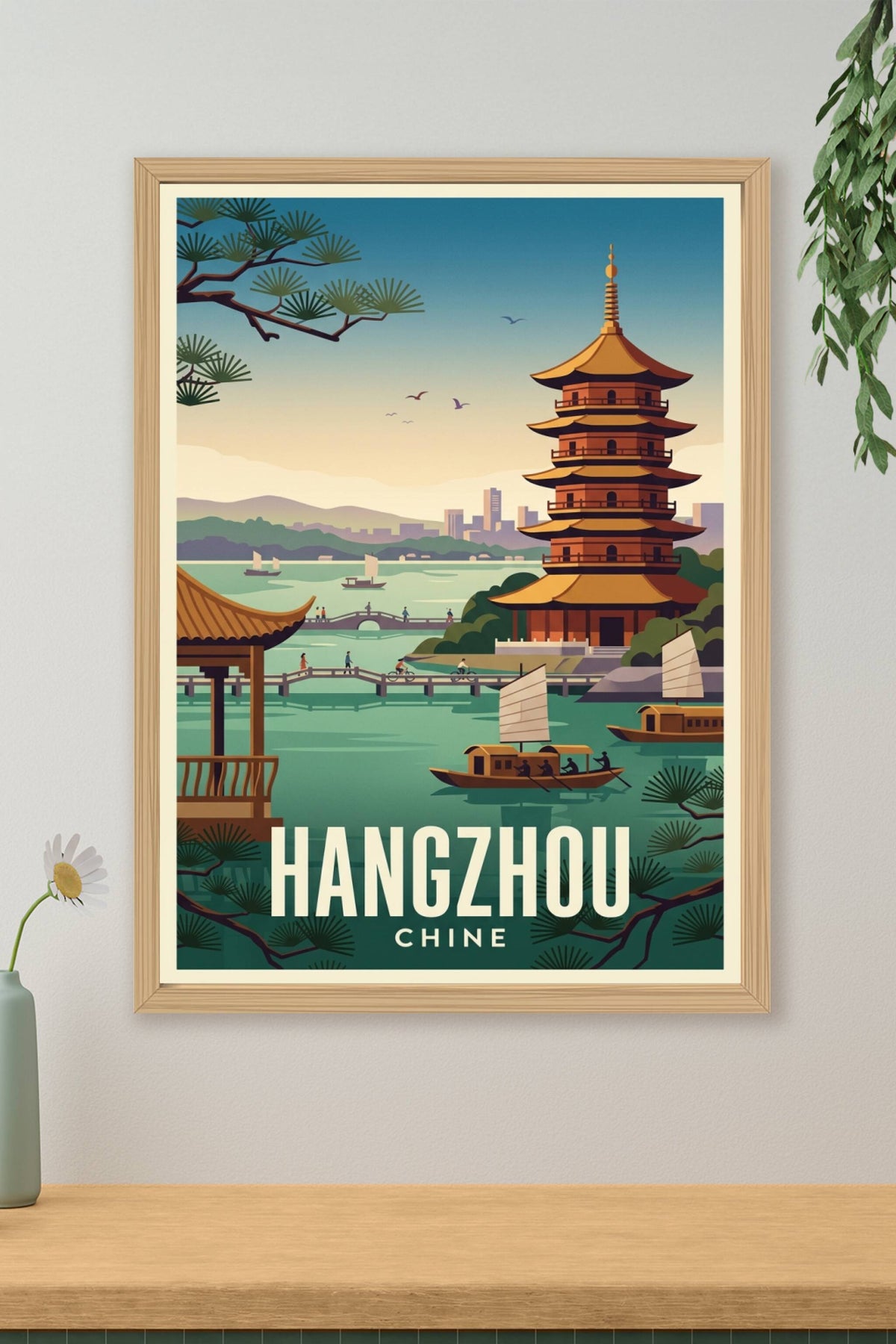Affiche de Hangzhou, poster paysage de Chine